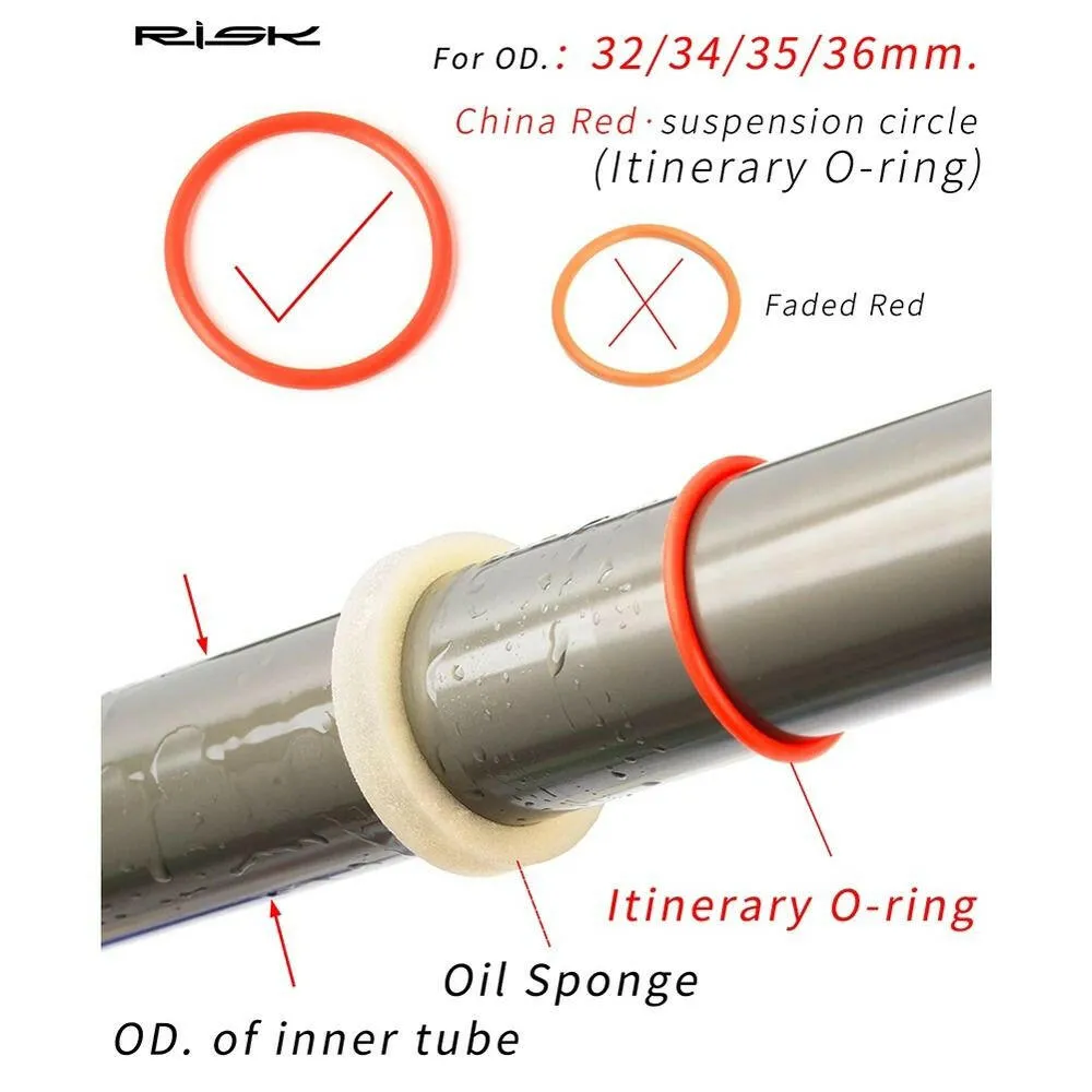 5pcs Mountain Bike Suspension Front Fork Stroke Ring MTB Bicycle Fork Sealed O-ring 32/34/35/36mm Dustproof Oil-proof