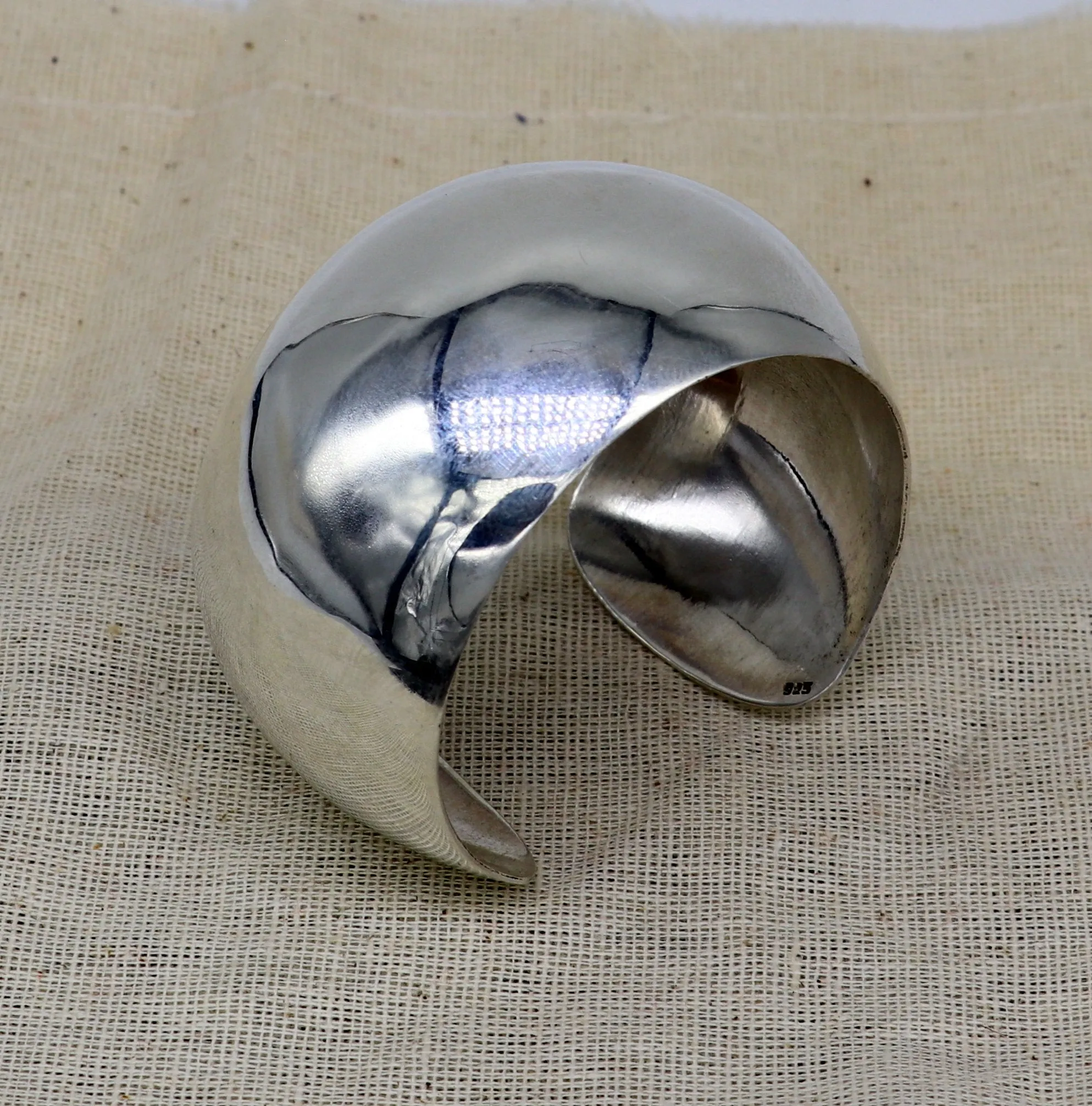 925 fine sterling silver gorgeous half round bright shiny, new trendy modern fancy Bollywood style elegant cuff bangle bracelet cuff32