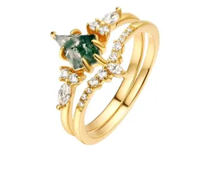 925 Silver Natural Moss Agate Rings