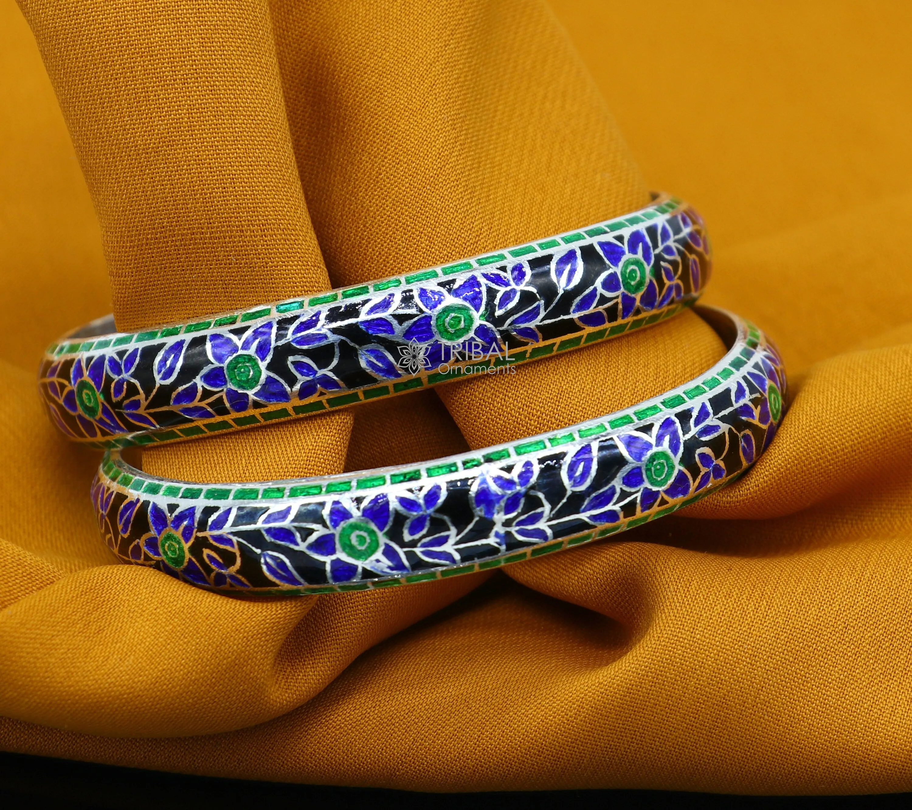 925 Sterling silver Traditional cultural design meenakari (color enamel )bangles bracelet brides trendy style jewelry from india nba361