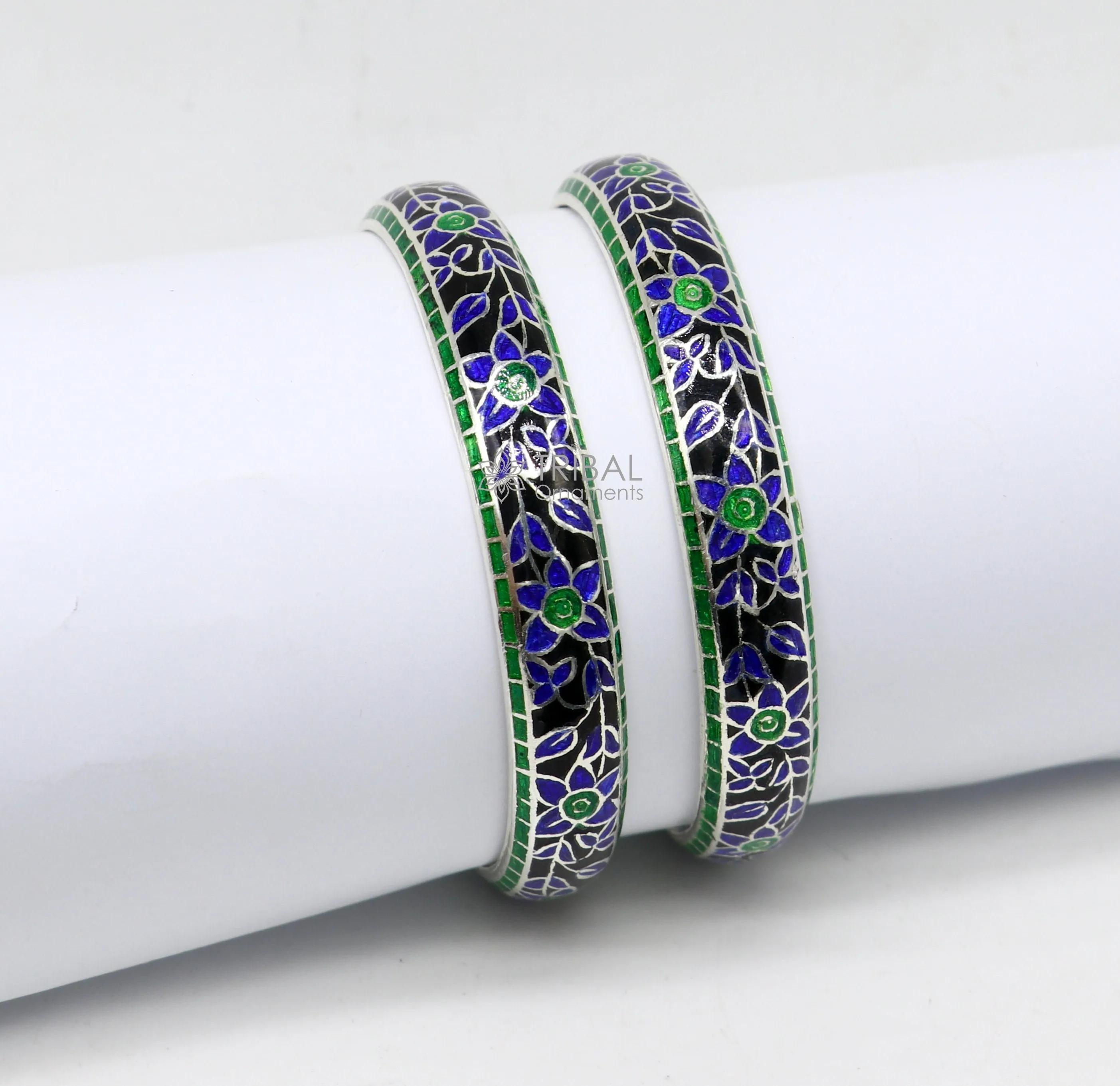 925 Sterling silver Traditional cultural design meenakari (color enamel )bangles bracelet brides trendy style jewelry from india nba361