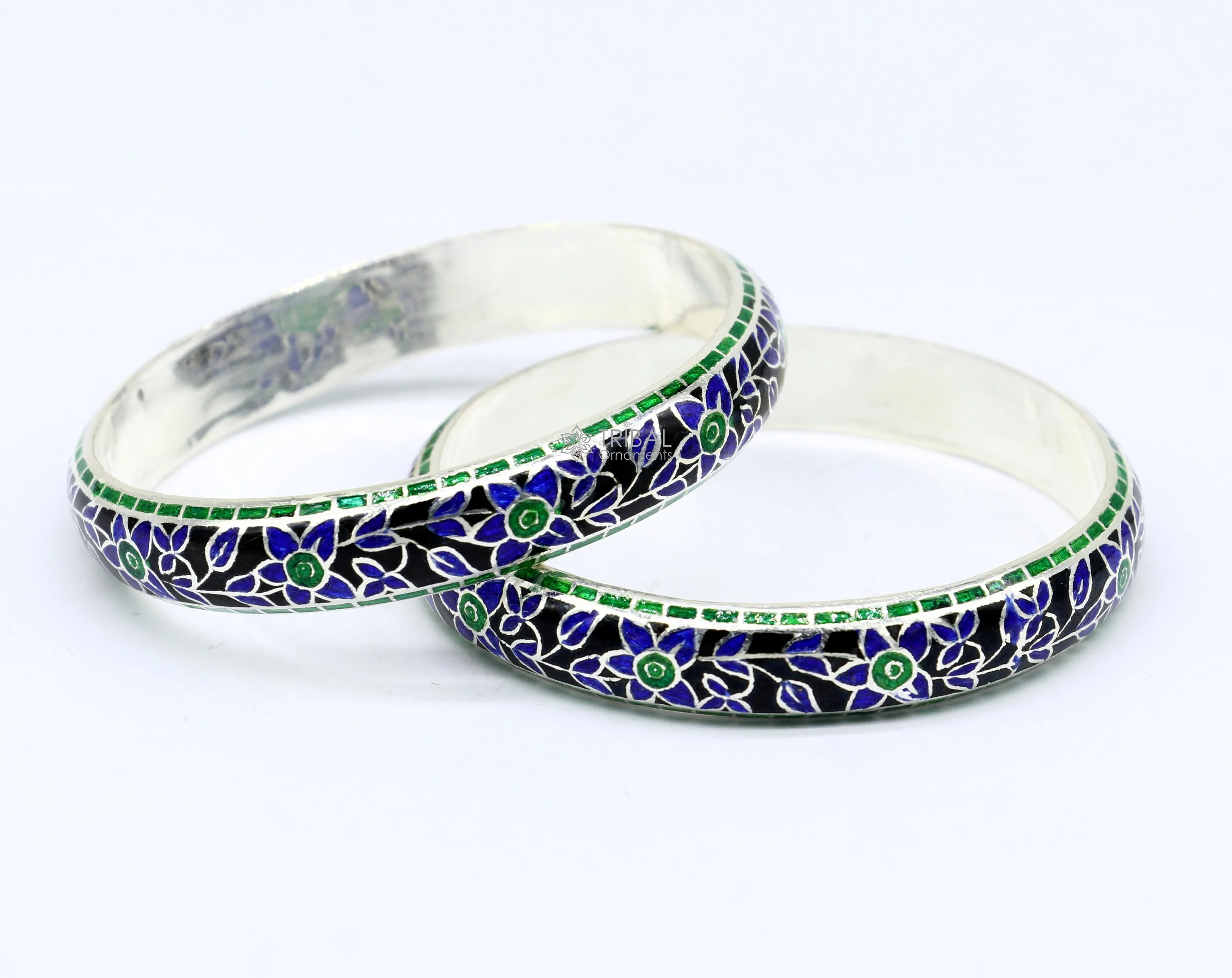 925 Sterling silver Traditional cultural design meenakari (color enamel )bangles bracelet brides trendy style jewelry from india nba361