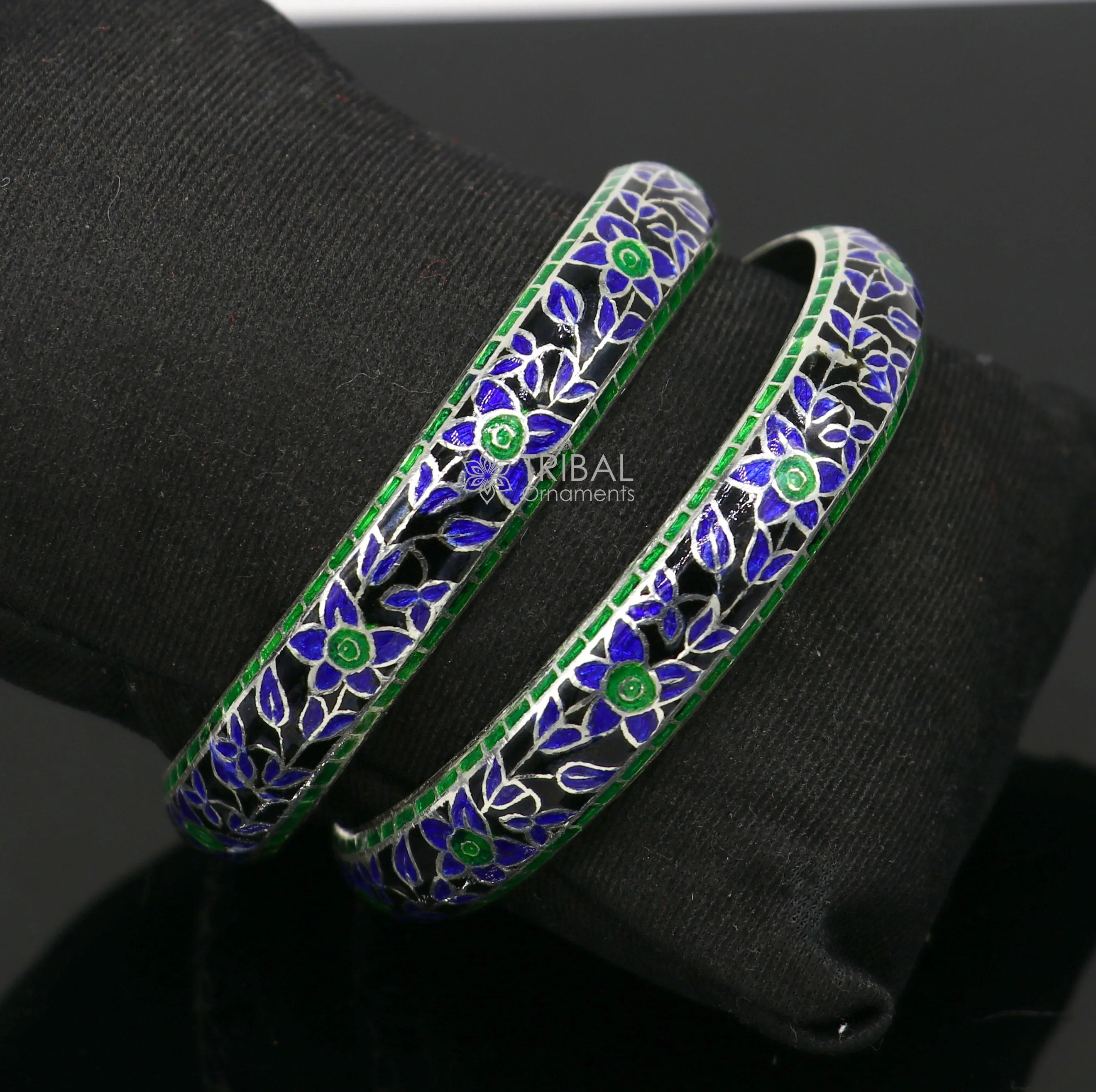 925 Sterling silver Traditional cultural design meenakari (color enamel )bangles bracelet brides trendy style jewelry from india nba361