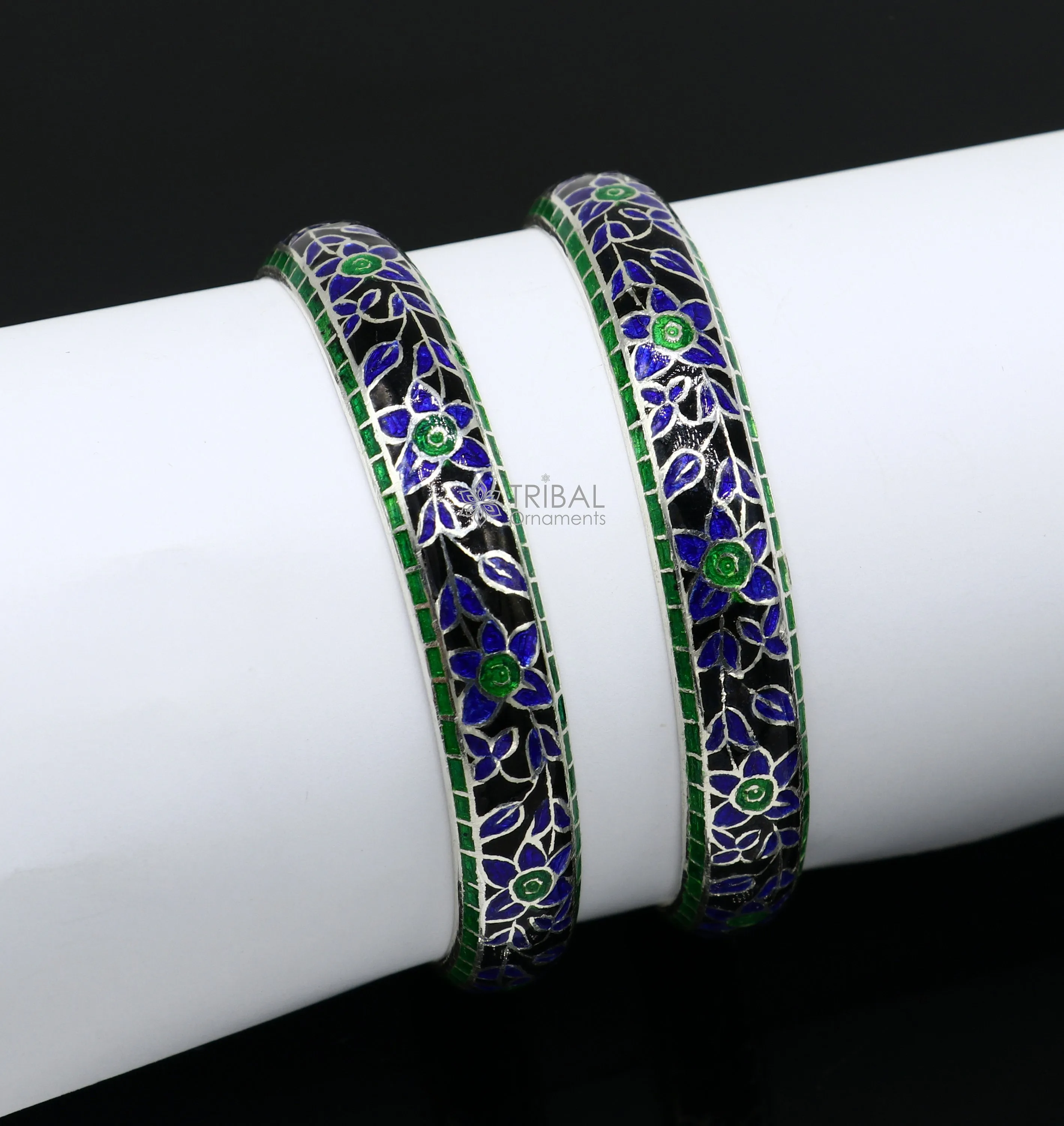 925 Sterling silver Traditional cultural design meenakari (color enamel )bangles bracelet brides trendy style jewelry from india nba361