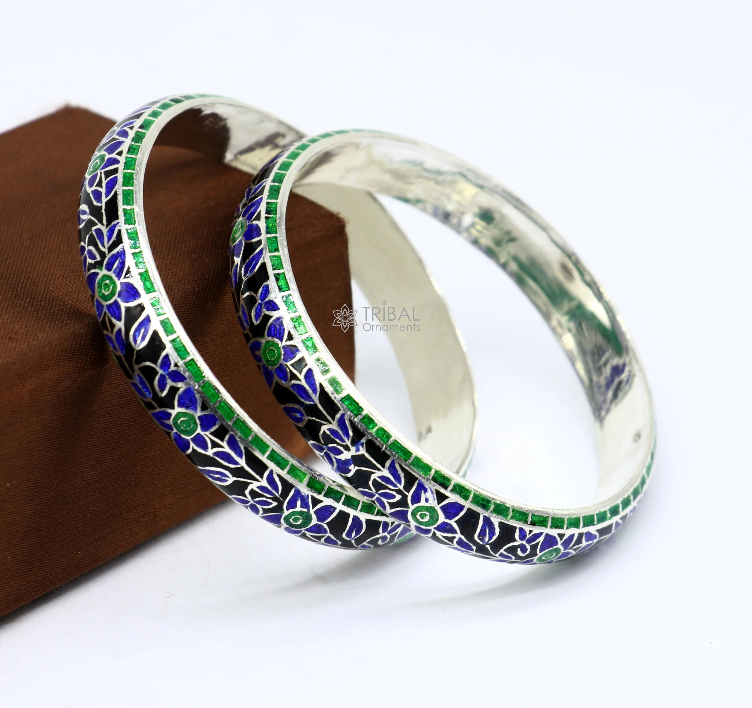 925 Sterling silver Traditional cultural design meenakari (color enamel )bangles bracelet brides trendy style jewelry from india nba361