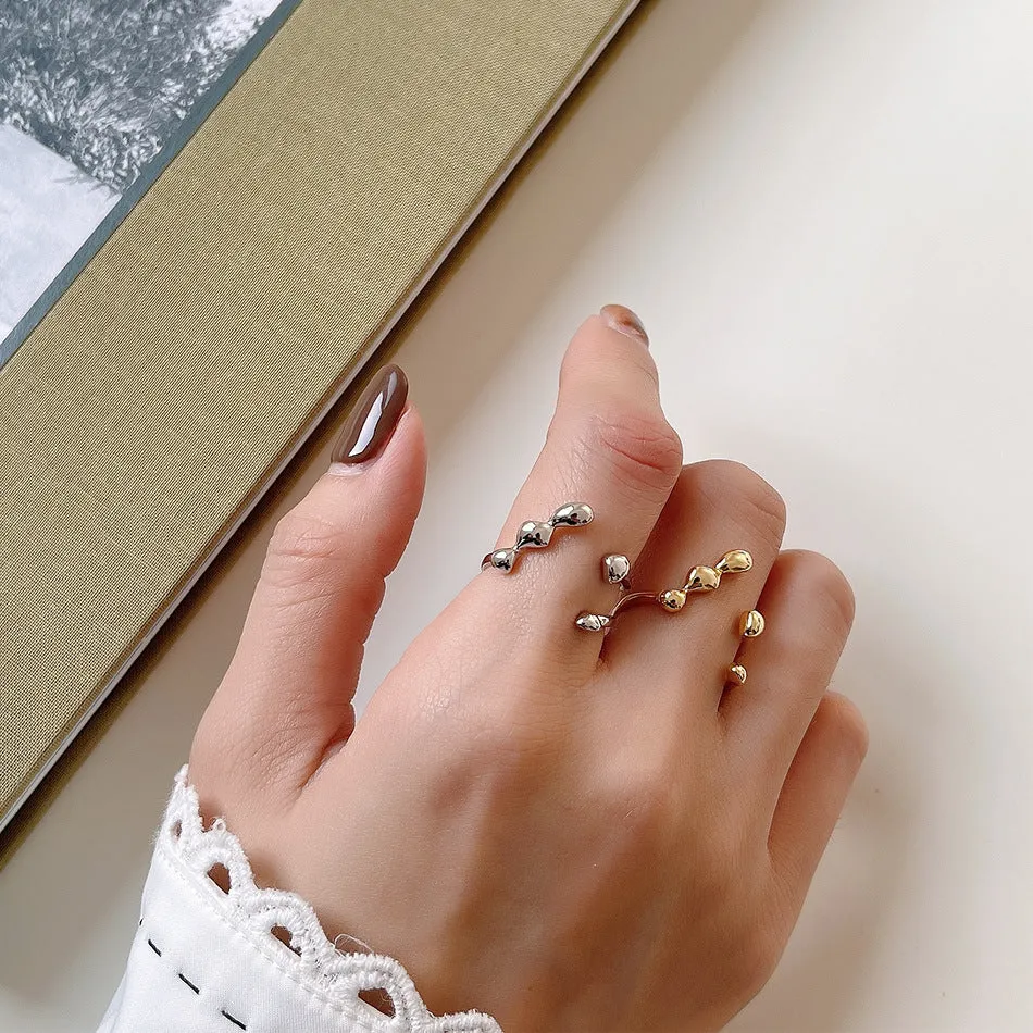 925 Sterling Silver Women Versatile Irregular Silver Silver Plating Rings