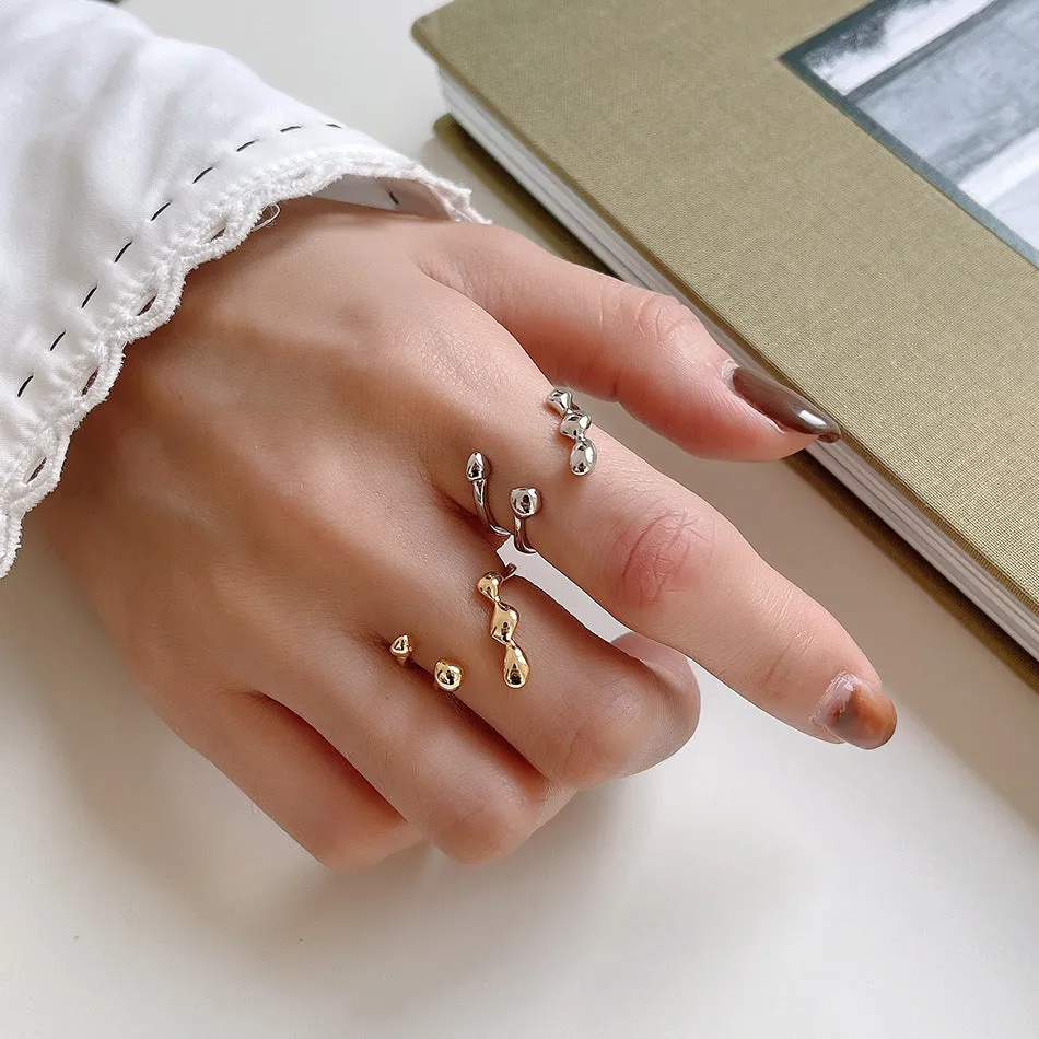 925 Sterling Silver Women Versatile Irregular Silver Silver Plating Rings