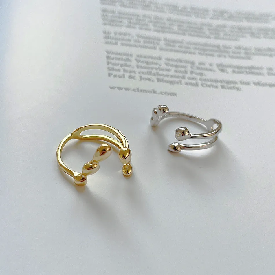 925 Sterling Silver Women Versatile Irregular Silver Silver Plating Rings
