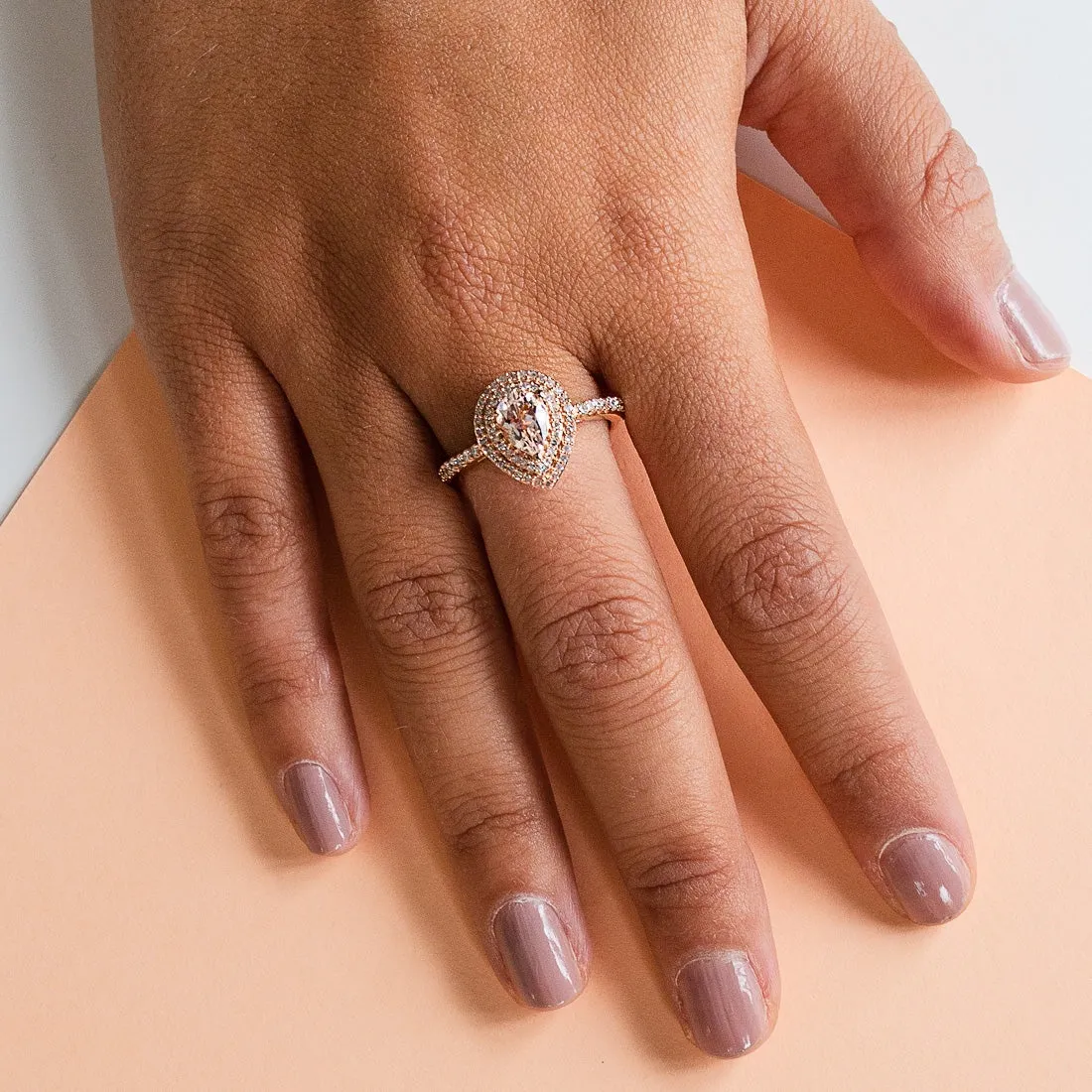 9ct Rose Gold Morganite and Diamond Ring