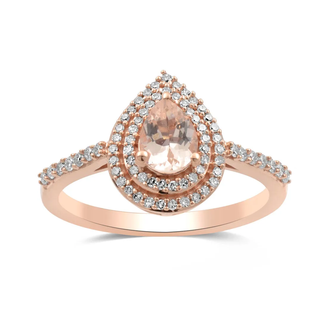9ct Rose Gold Morganite and Diamond Ring