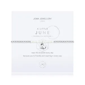 A Little Birthstone June Moonstone Silver 17.5cm Stretch Bracelet 3465