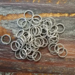 AB-0914 - Antique Silver 8mm Twisted Rings | Pkg 50