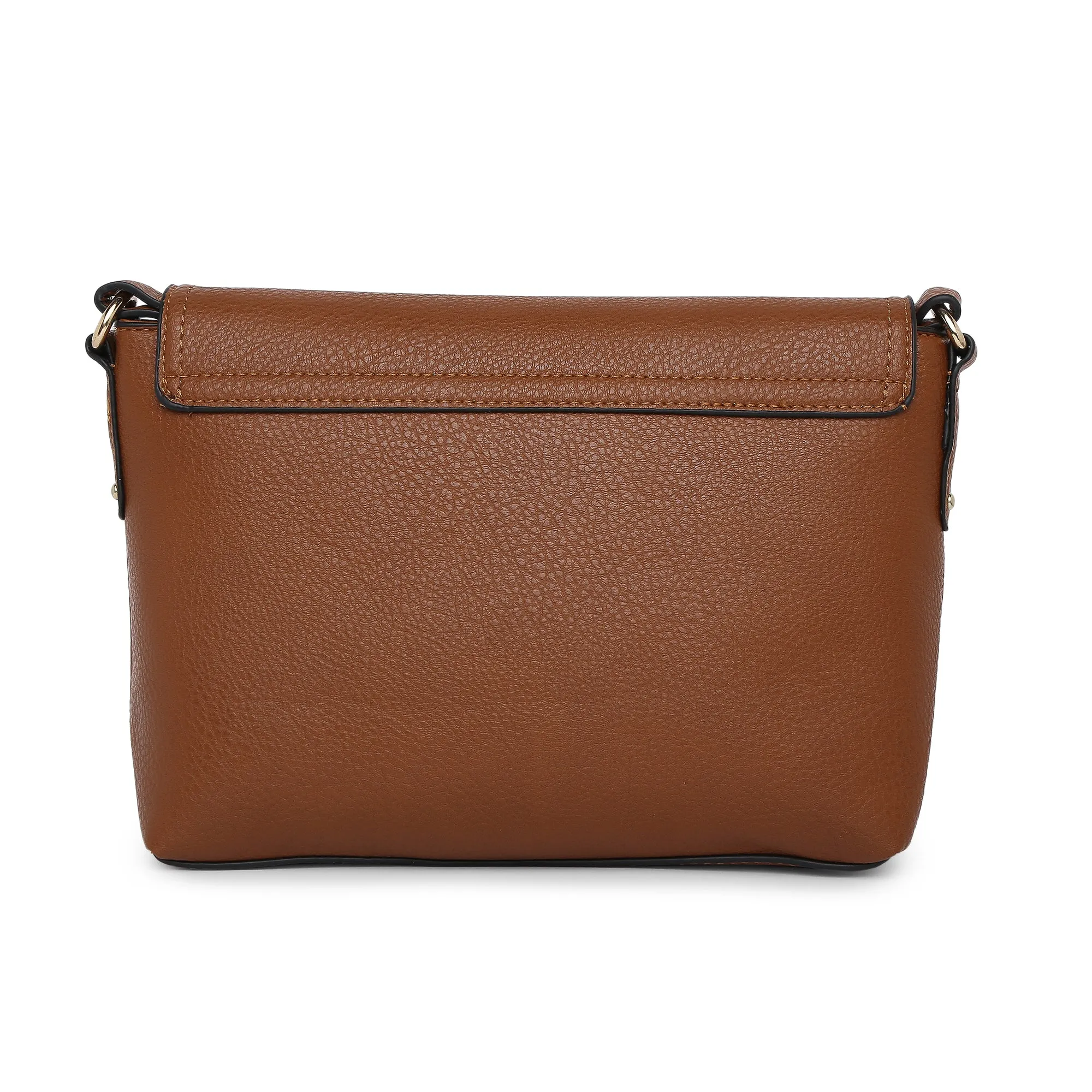 Accessorize London Women's Faux Leather Tan Ava large sling bag