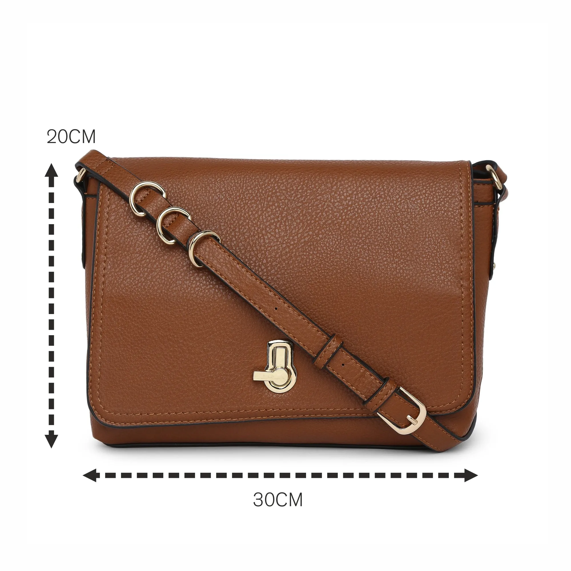 Accessorize London Women's Faux Leather Tan Ava large sling bag