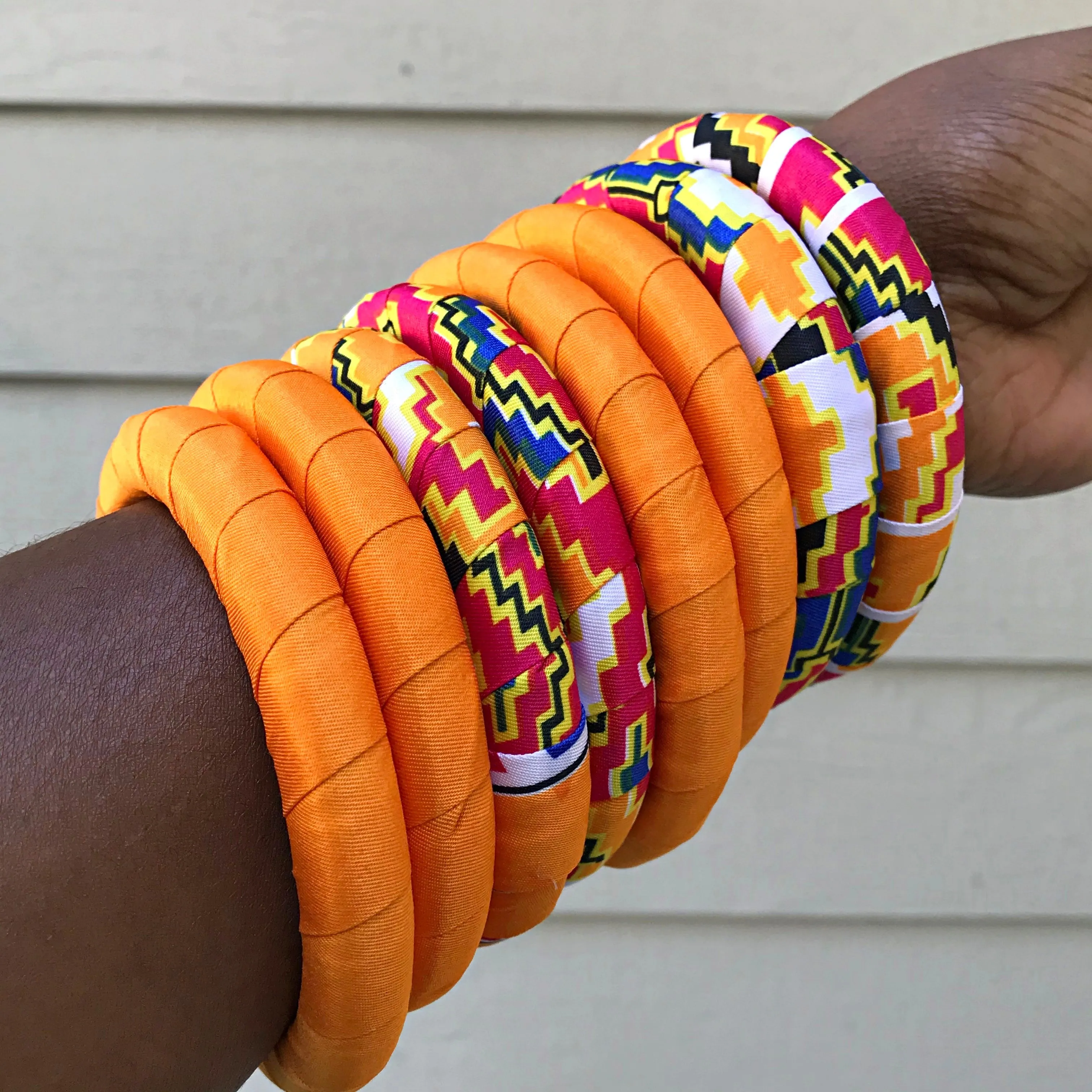 African Print Bangle Bracelets