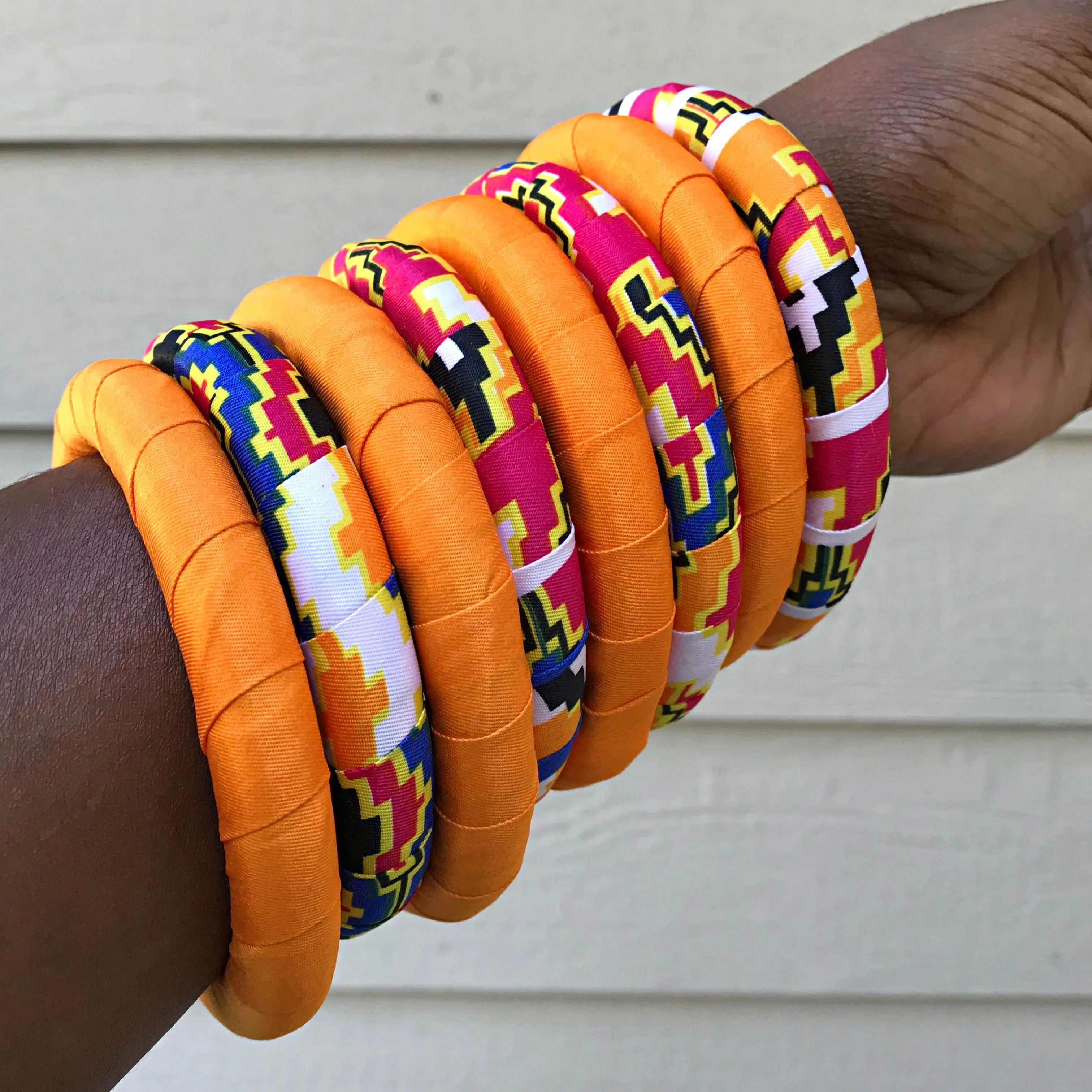 African Print Bangle Bracelets