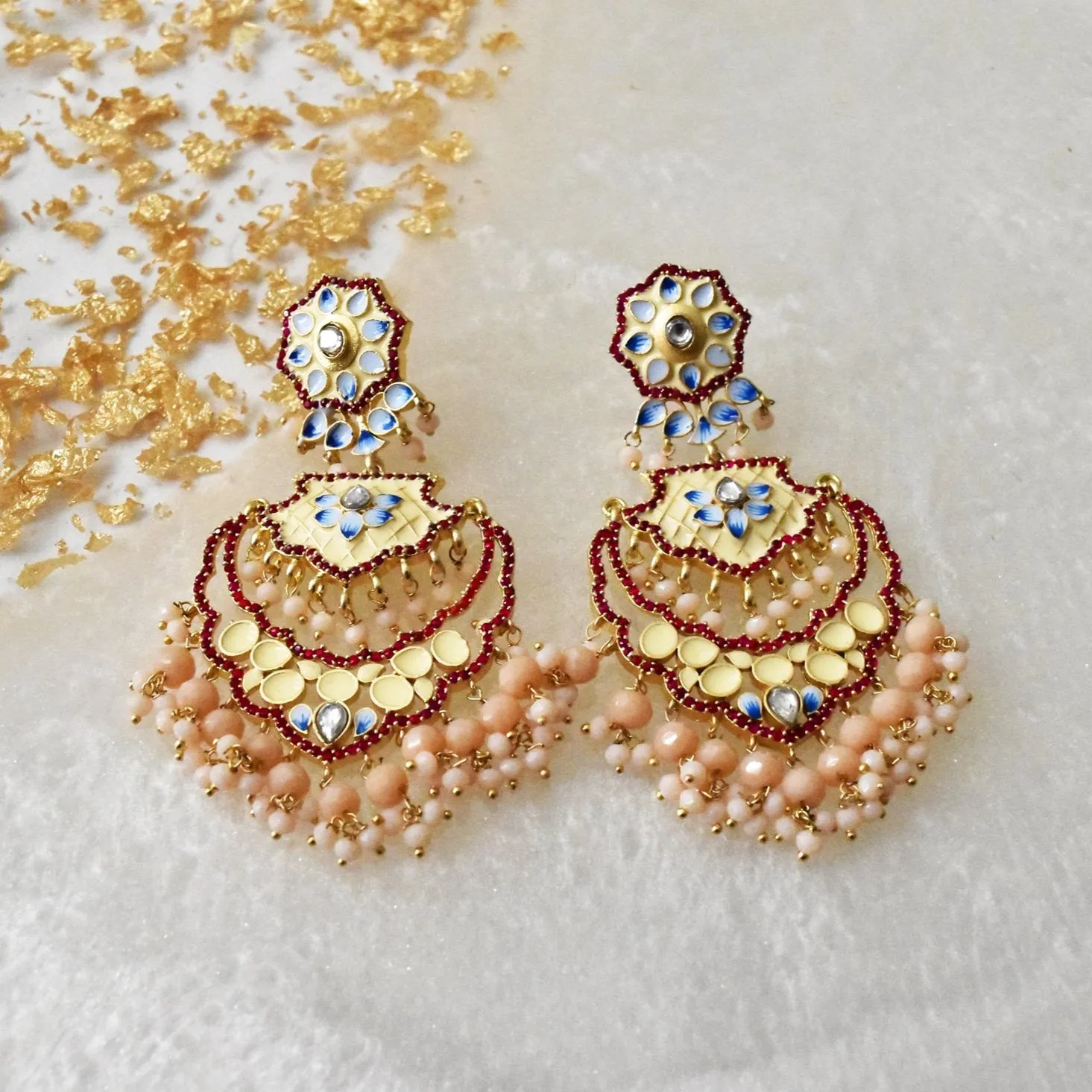 Aisyah Meenakari Beaded Earrings Tikka Set