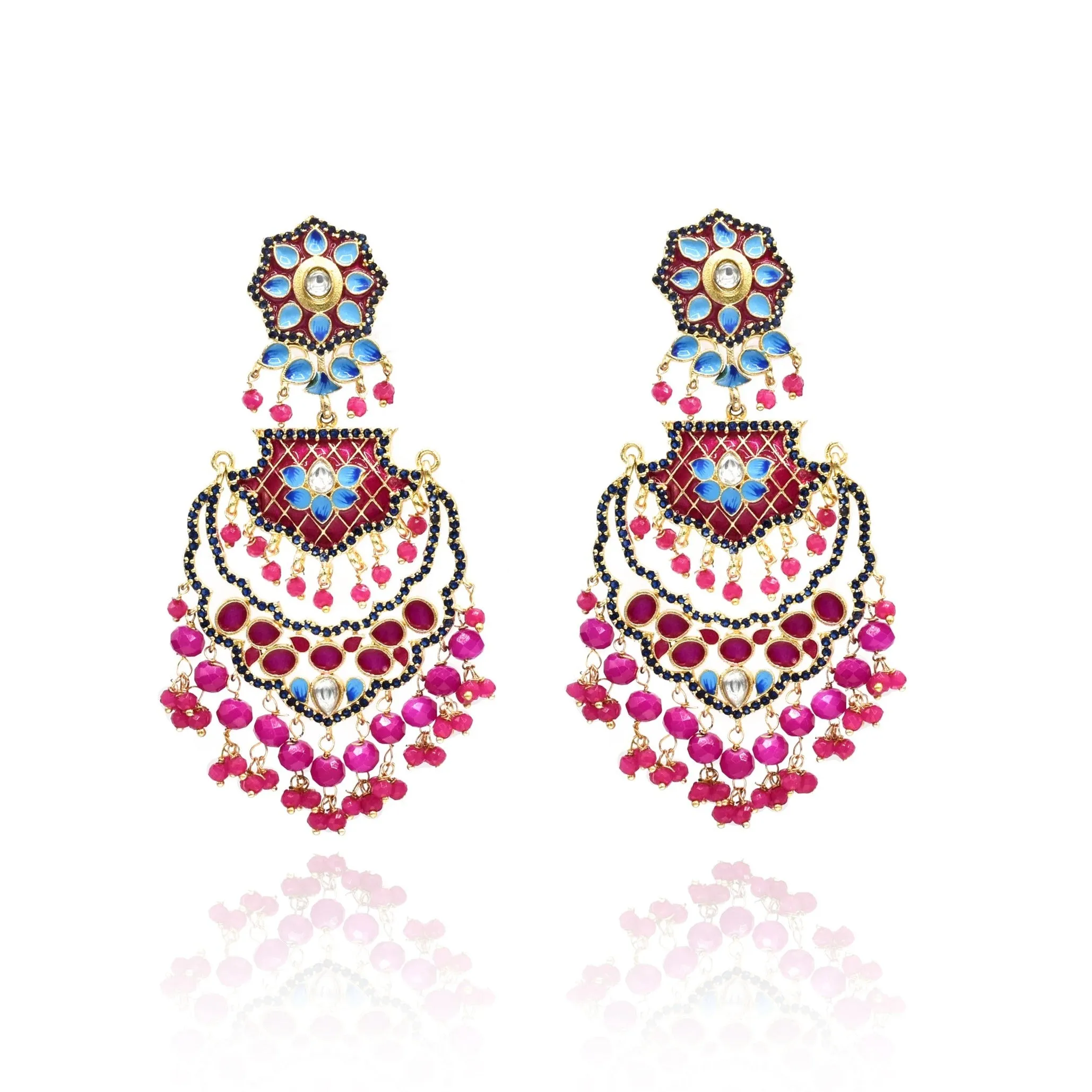 Aisyah Meenakari Beaded Earrings Tikka Set