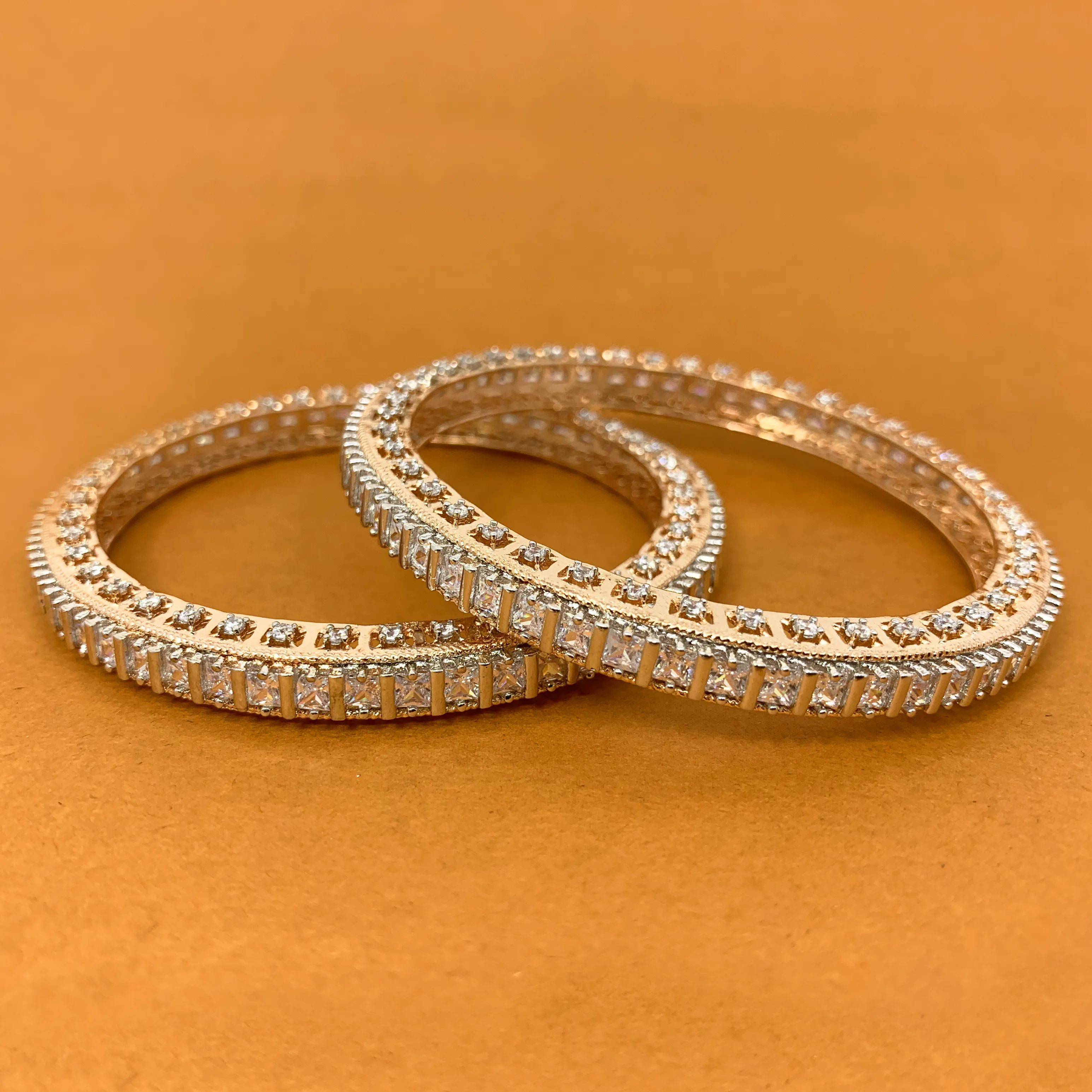 American Diamond and Rose-Gold Bangles (Design 30)