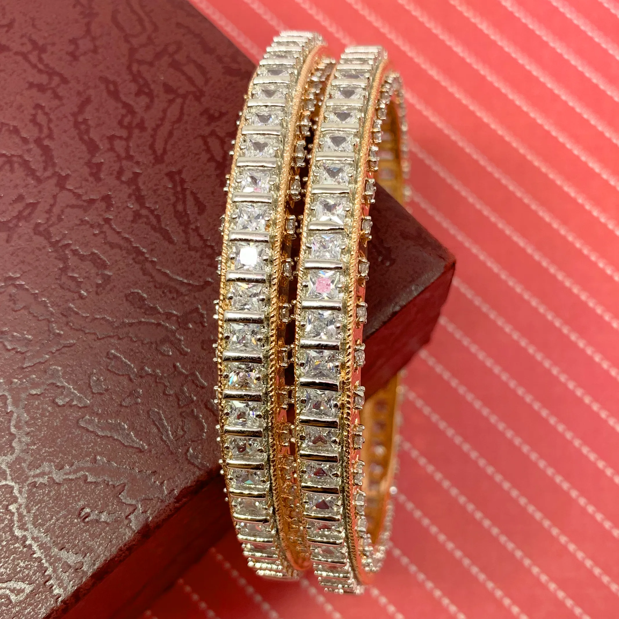 American Diamond and Rose-Gold Bangles (Design 30)