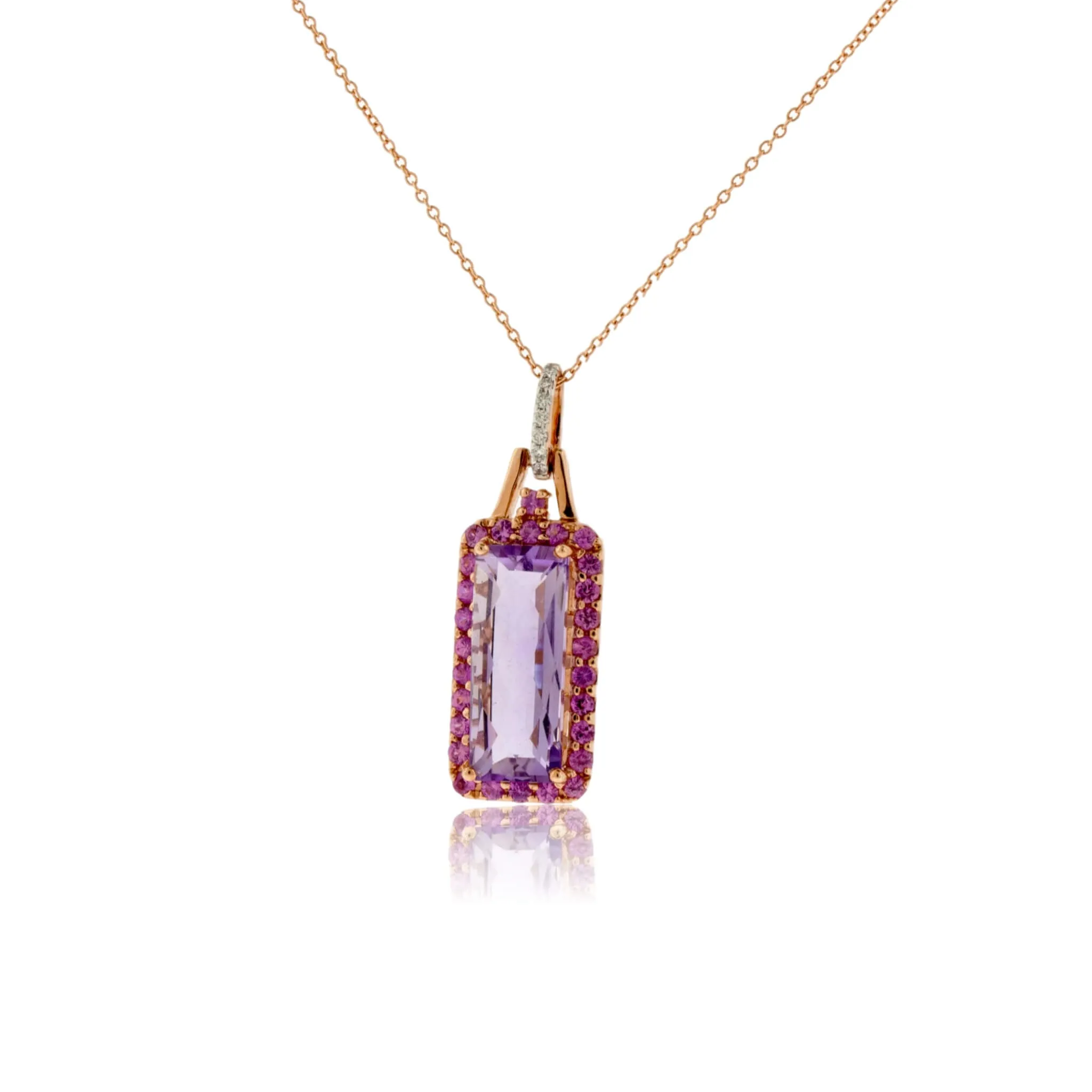 Amethyst and Pink Sapphire Halo Style Pendant