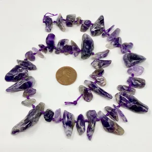 Amethyst Freeform Nuggets & Chips, 16-inch strand with knots between beads
