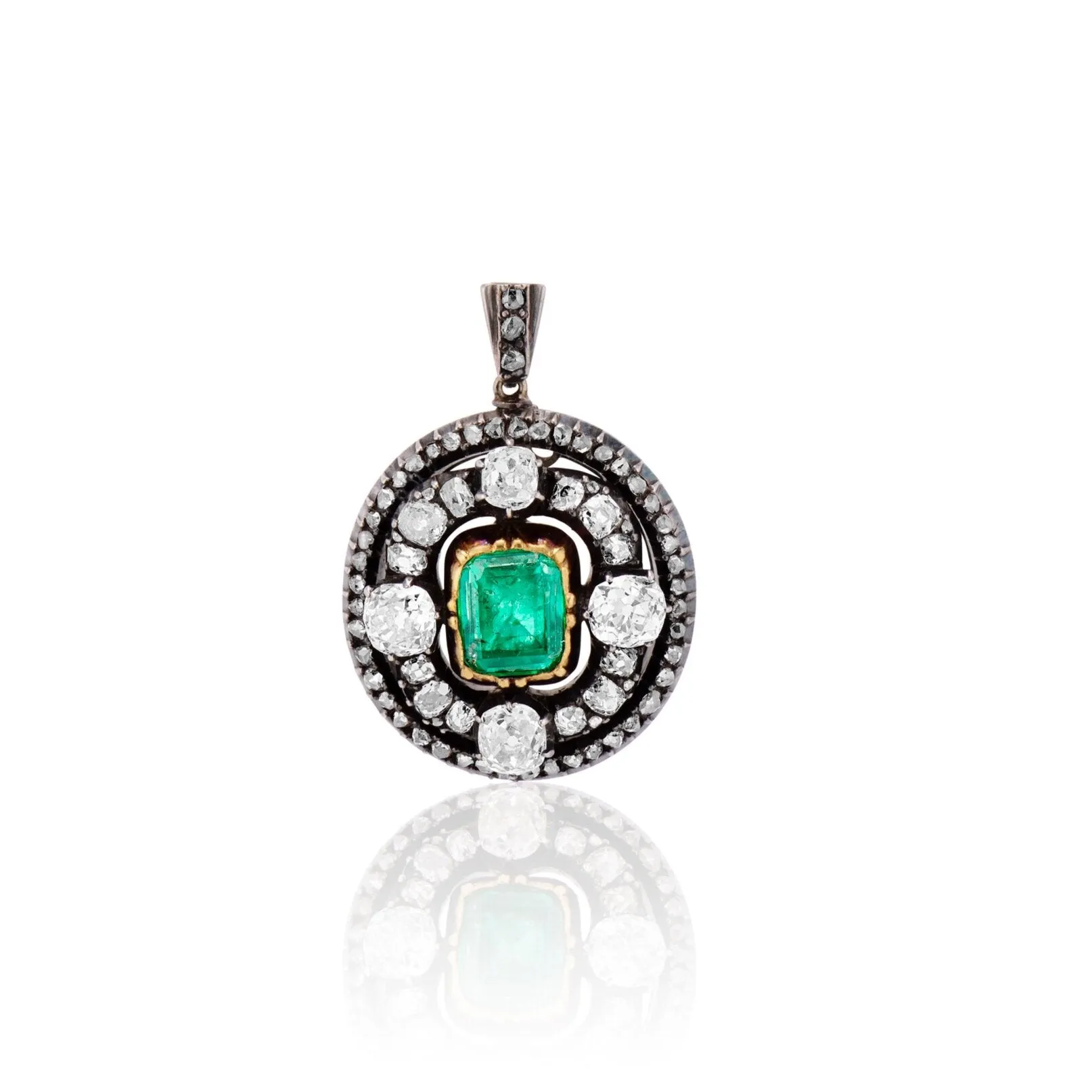 Antique Emerald and Diamond Pendant