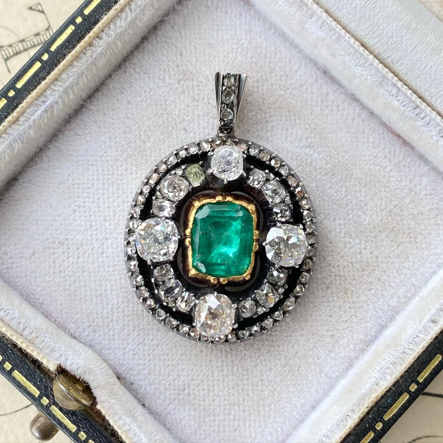 Antique Emerald and Diamond Pendant