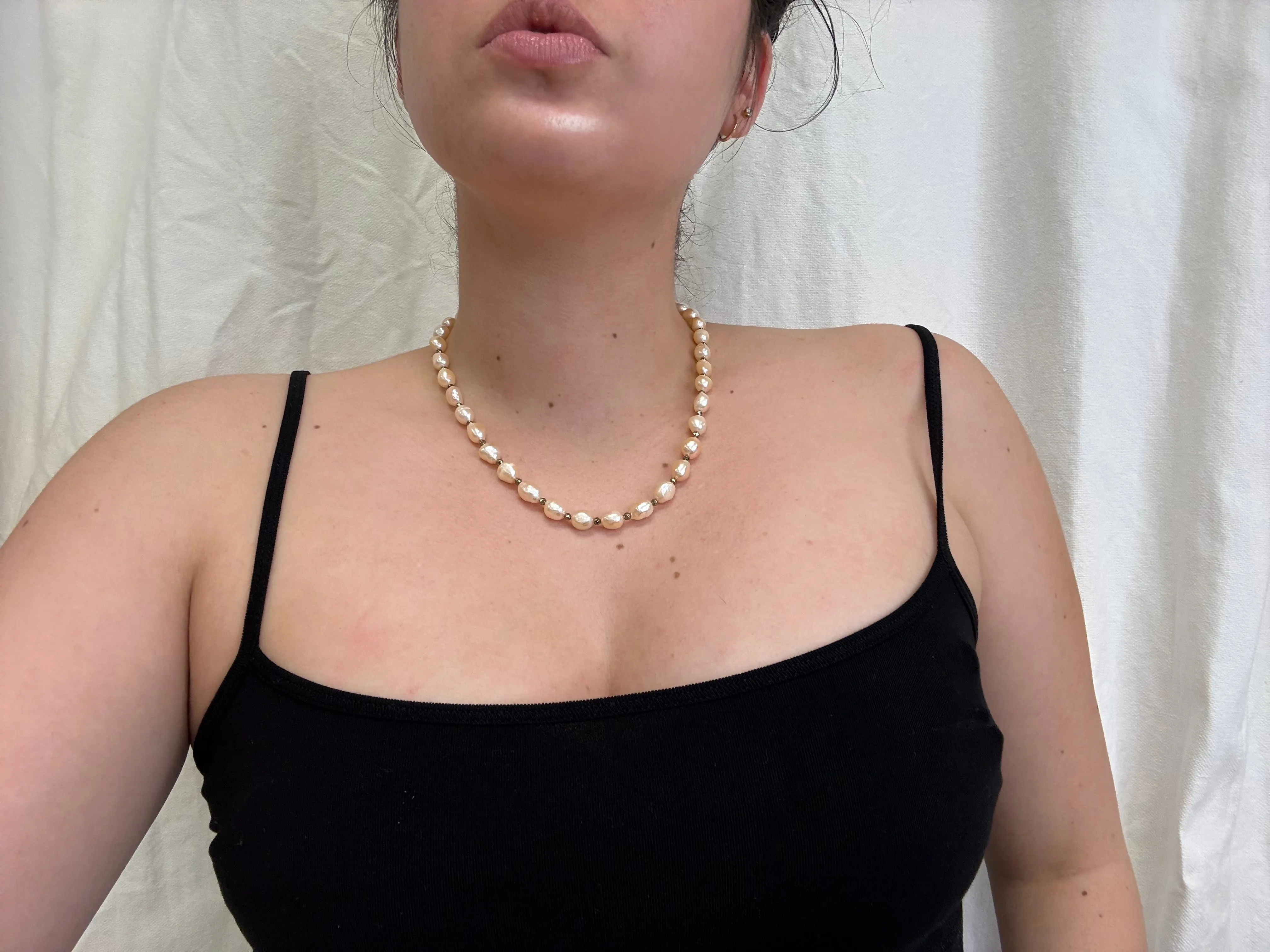 April Martin Pearl & Pyrite Necklace
