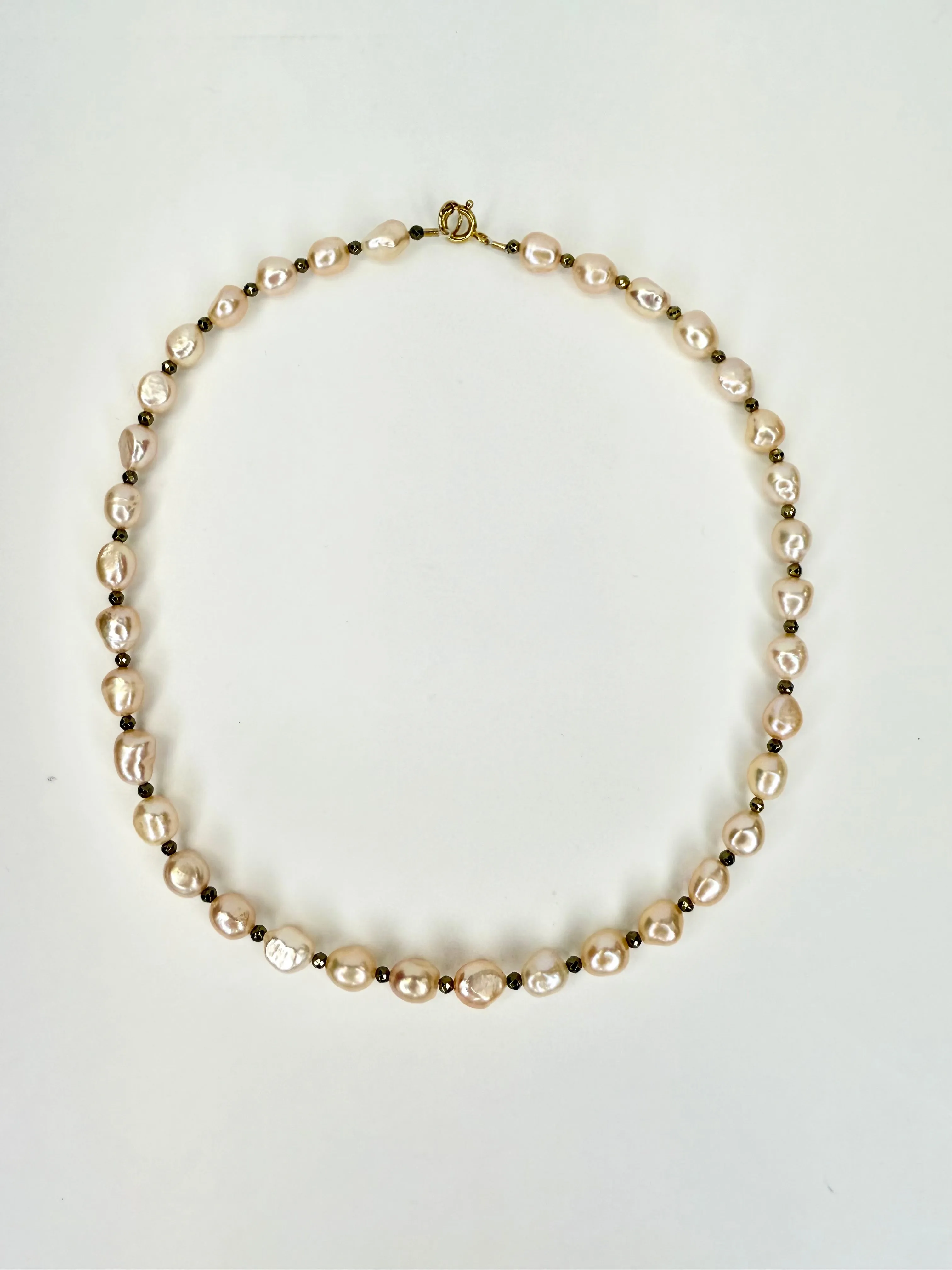 April Martin Pearl & Pyrite Necklace