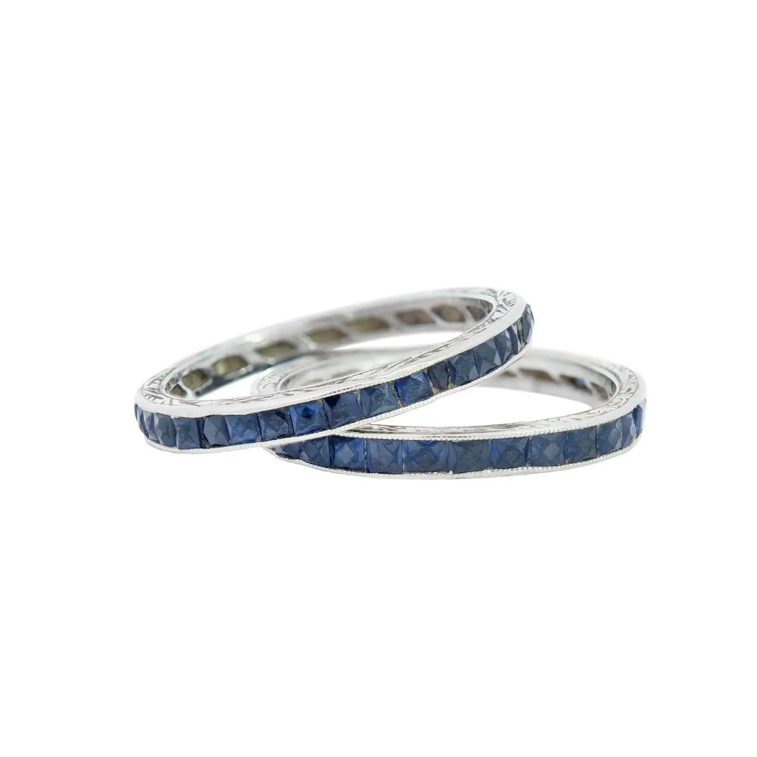 Art Deco 18k French Cut Sapphire Eternity Bands