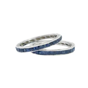 Art Deco 18k French Cut Sapphire Eternity Bands