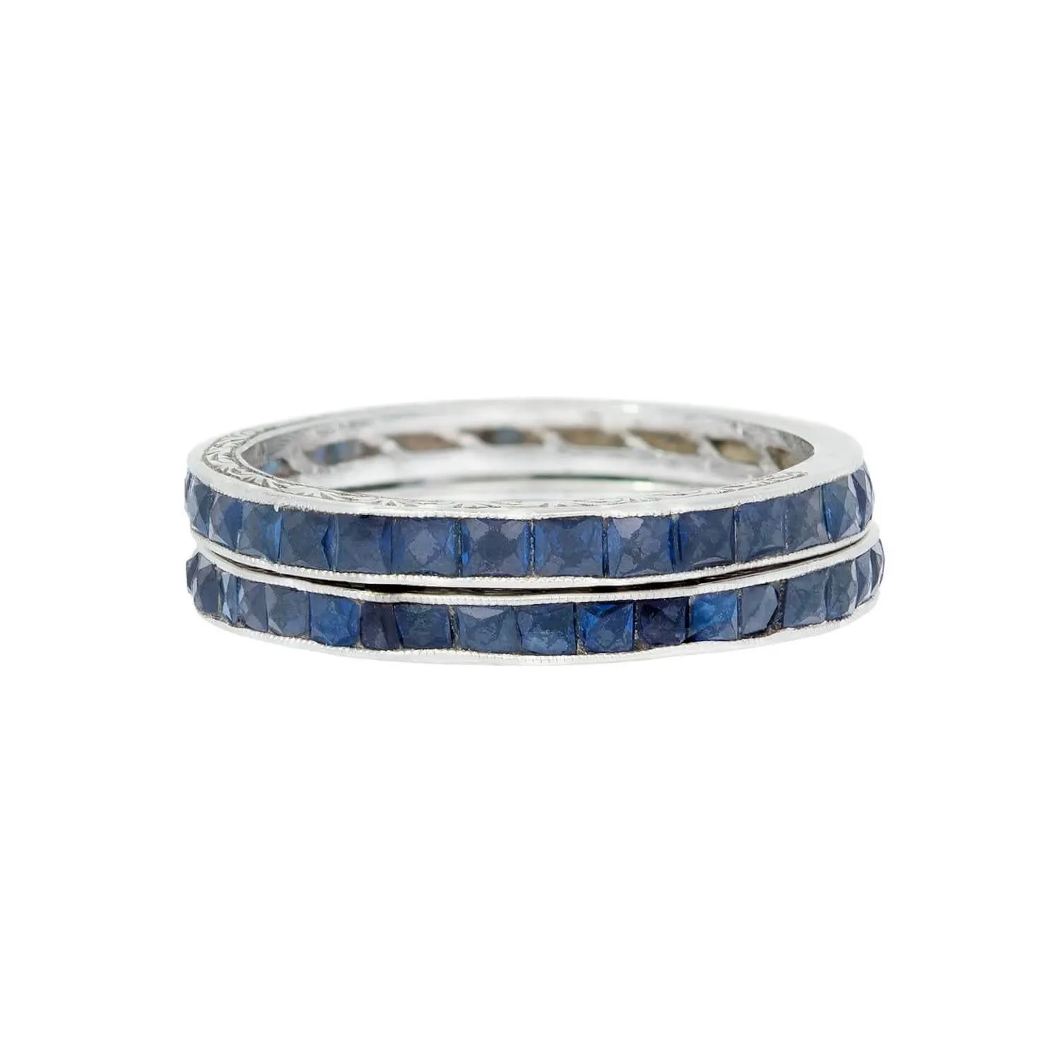 Art Deco 18k French Cut Sapphire Eternity Bands