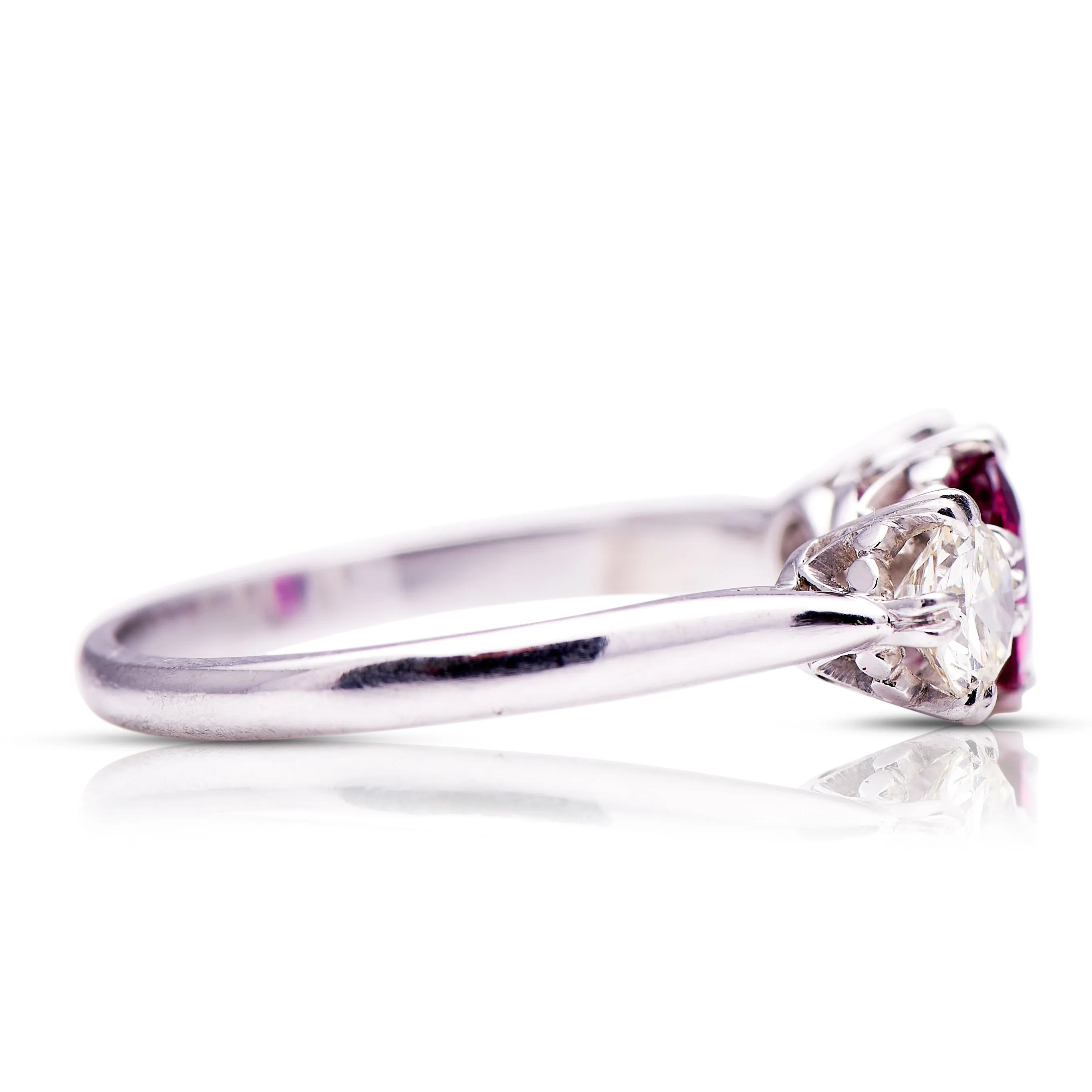 Art Deco, ruby & diamond three-stone engagement ring