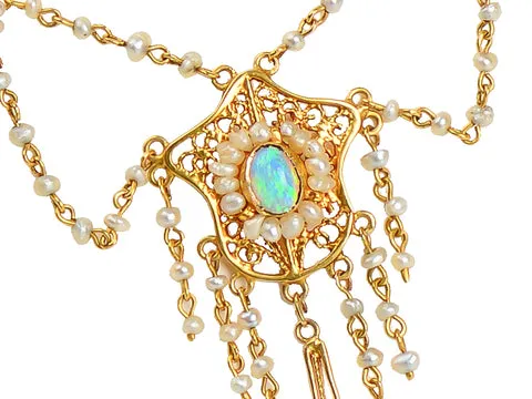 Art Nouveau Opal Fringe Necklace