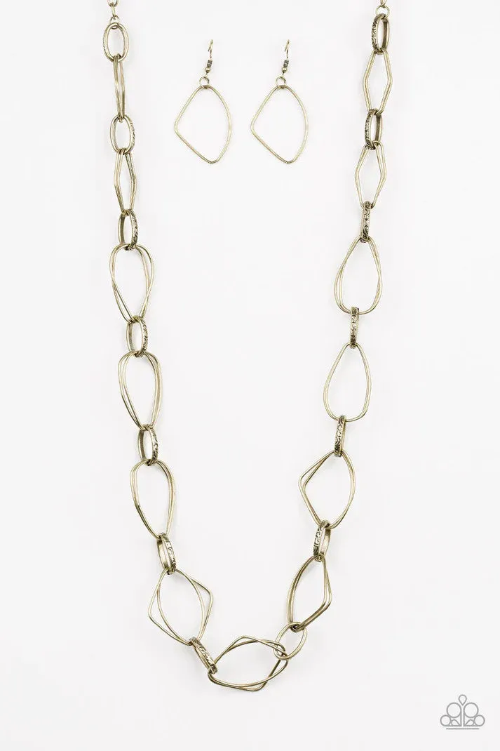 Attitude Adjustment - Brass - Mismatched Link Paparazzi Long Necklace