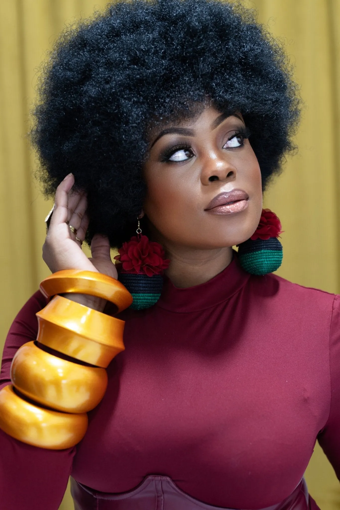Aye Wura Honey Gold Chunky Wood Bangle