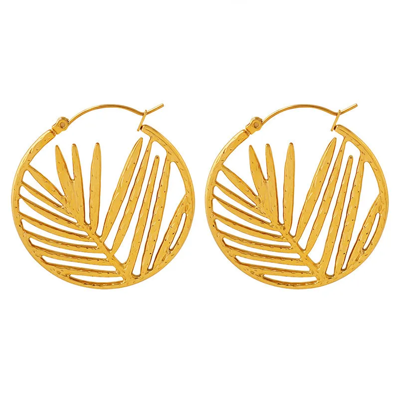 Bamboo Leaf Joker Titanium Earrings with Personality Design