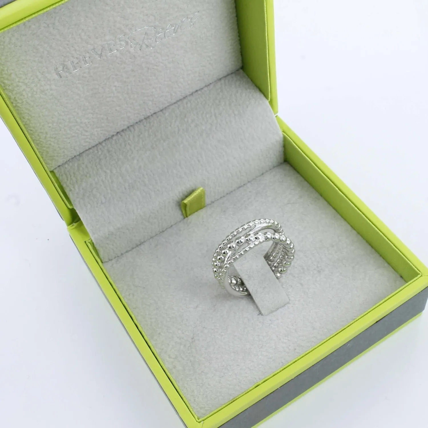 Beaded Three Line Ring