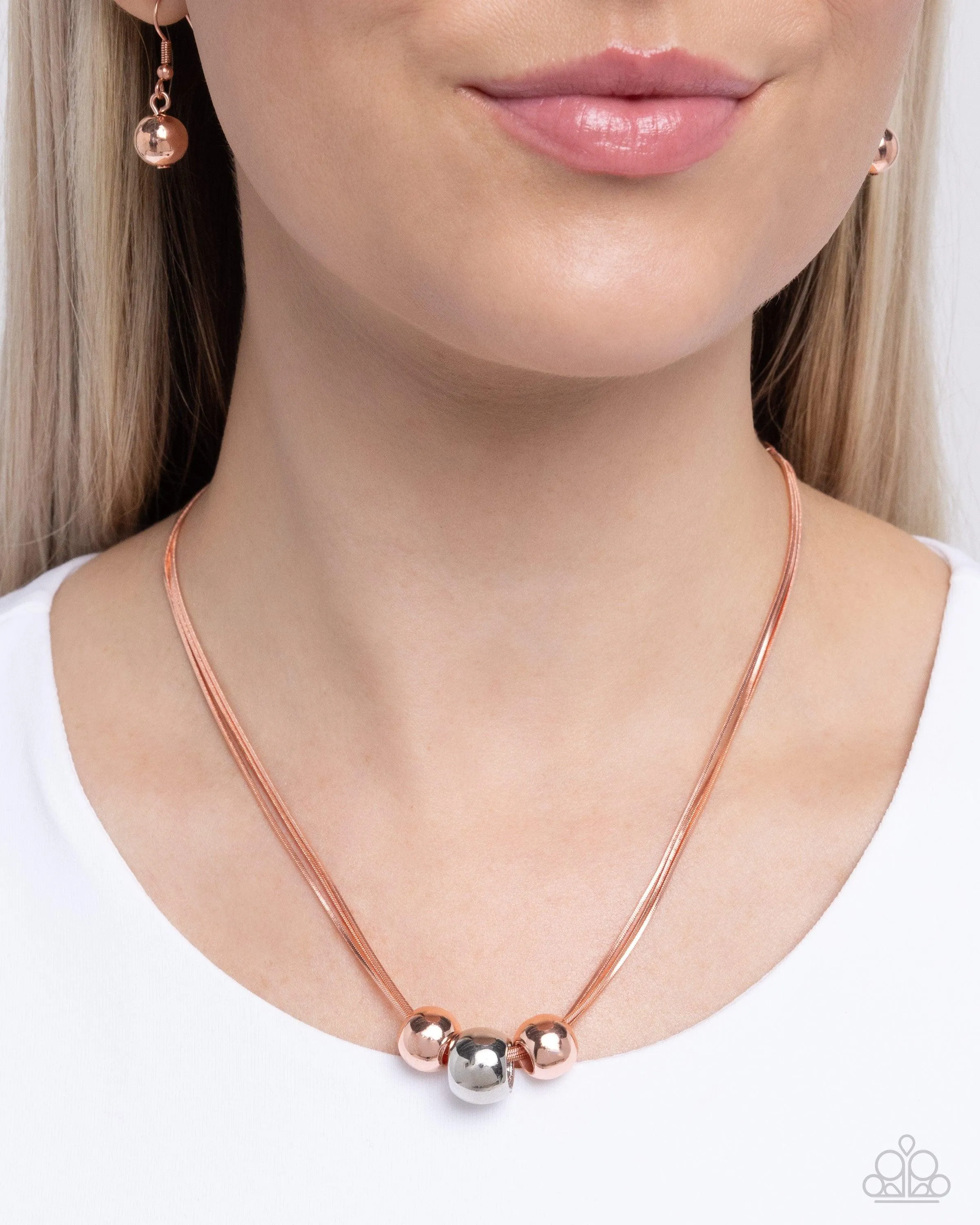 Beaming Beads - Copper Necklace-Paparazzi