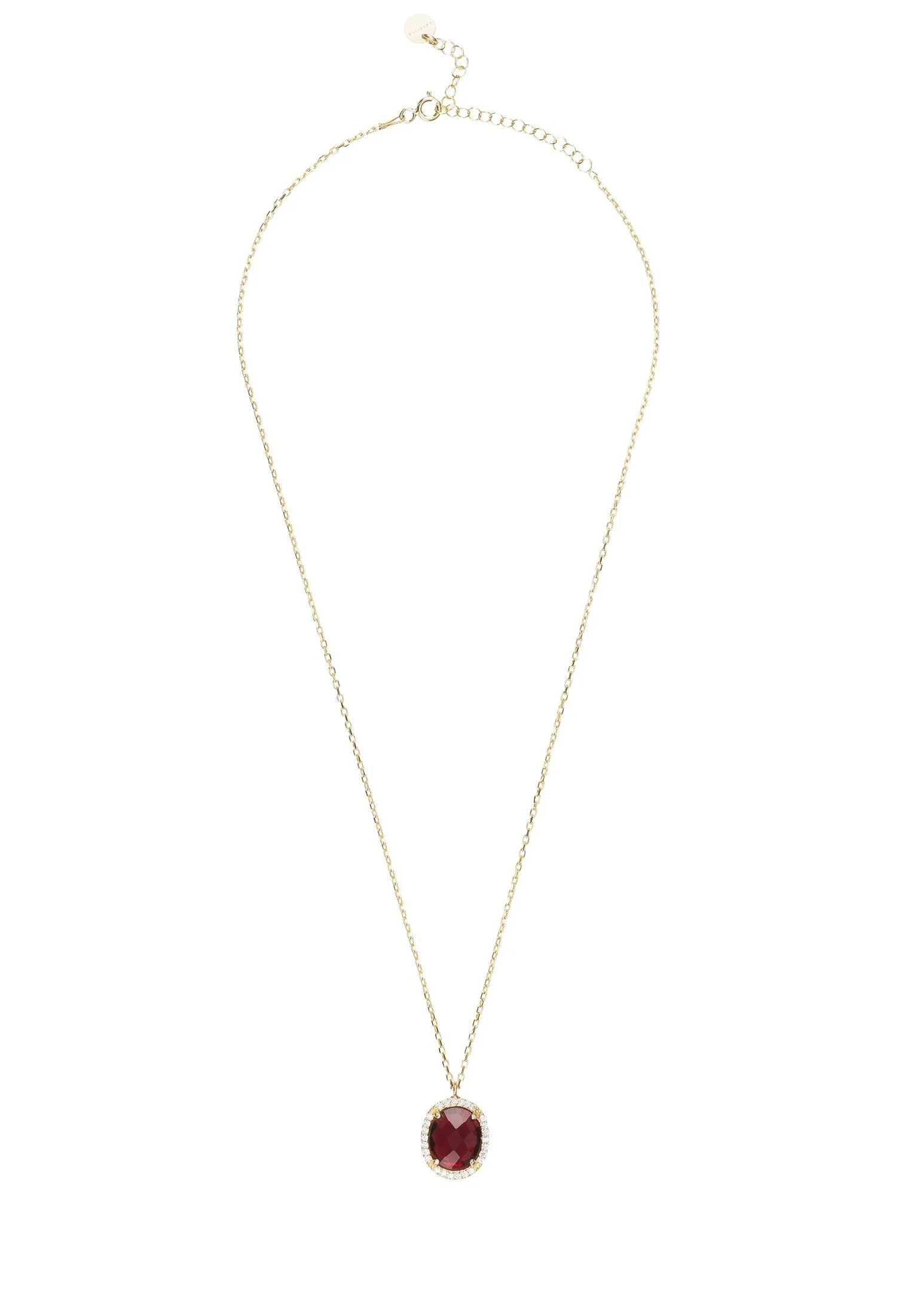 Beatrice Oval Gemstone Pendant Necklace Gold Garnet