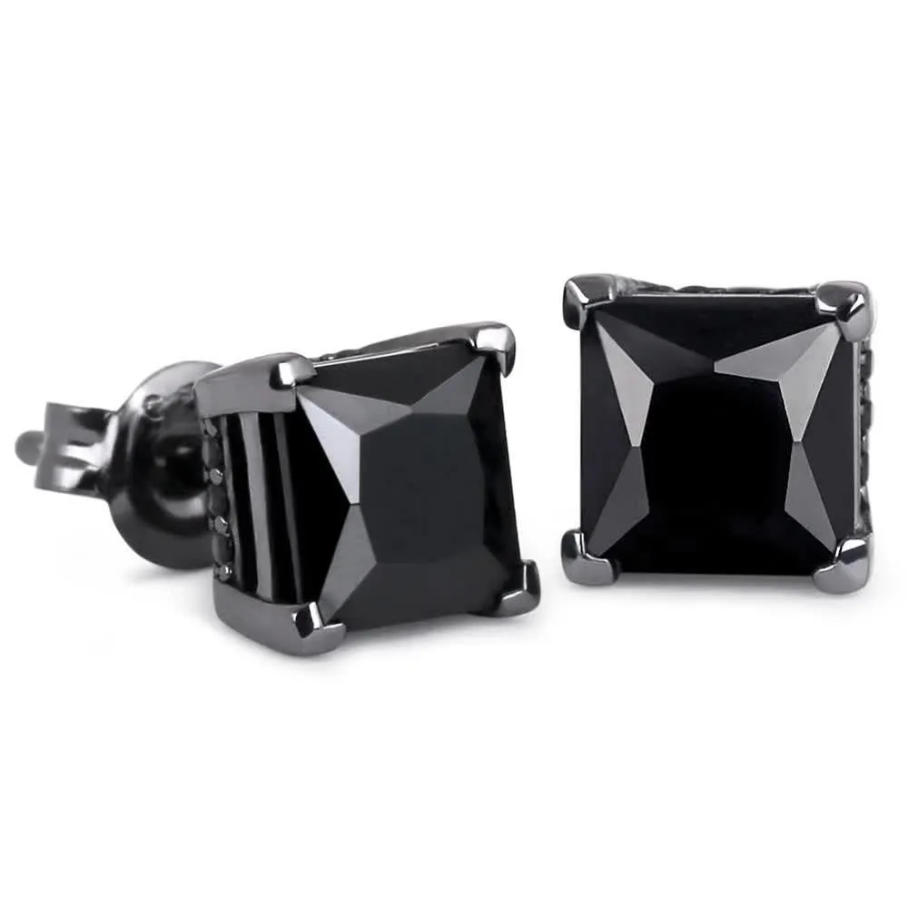 BLACK & PROUD™ - Women's S925 Black Diamond Square Stud Earrings