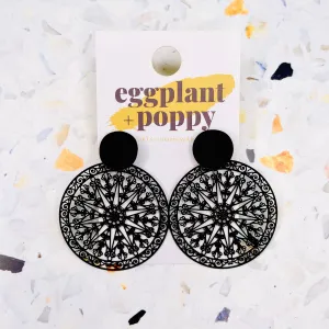 Black Filigree Earrings - Mandala