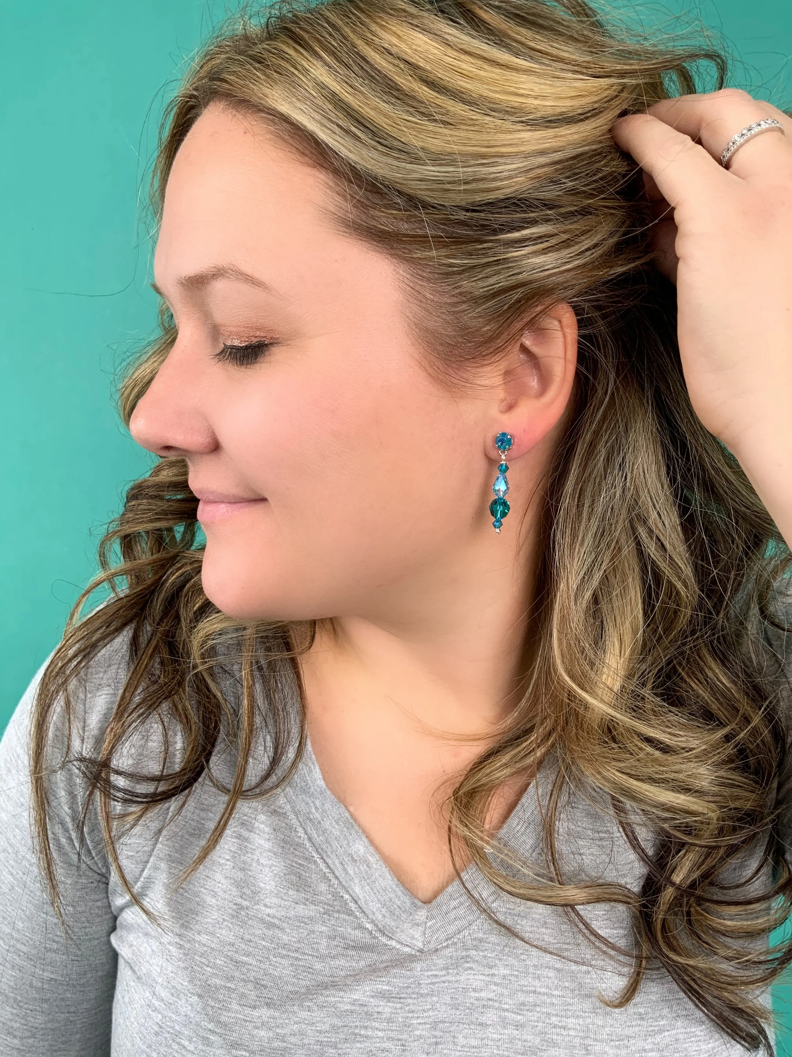 Blue Ocean Simple Drop Earrings
