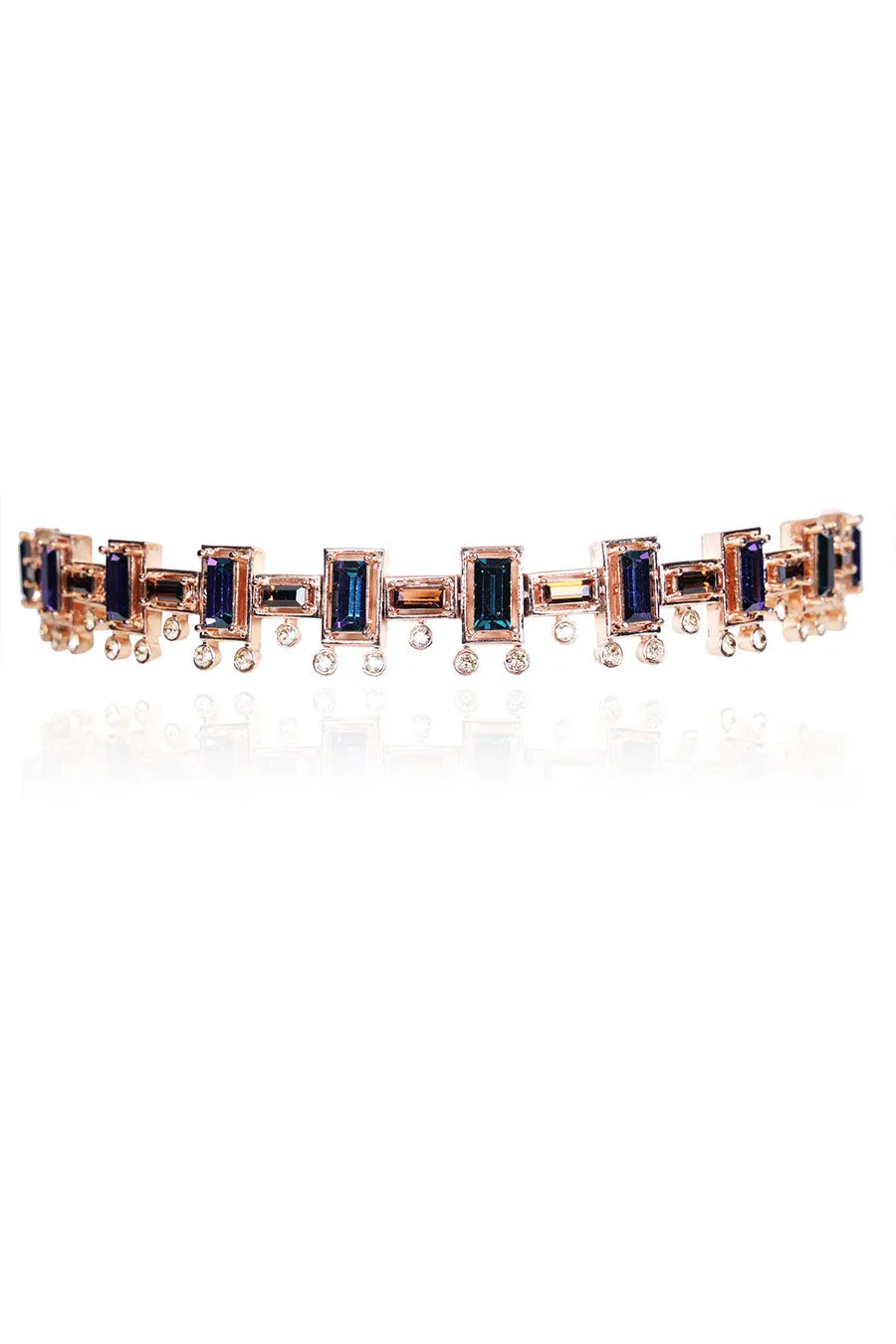 Blue Swarovski in Rose Gold Tap Choker