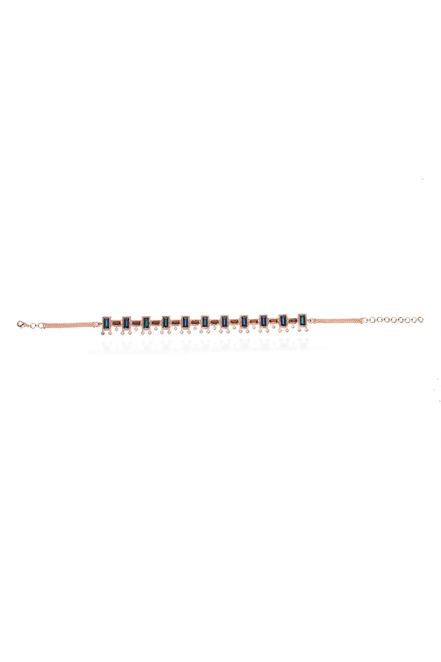 Blue Swarovski in Rose Gold Tap Choker