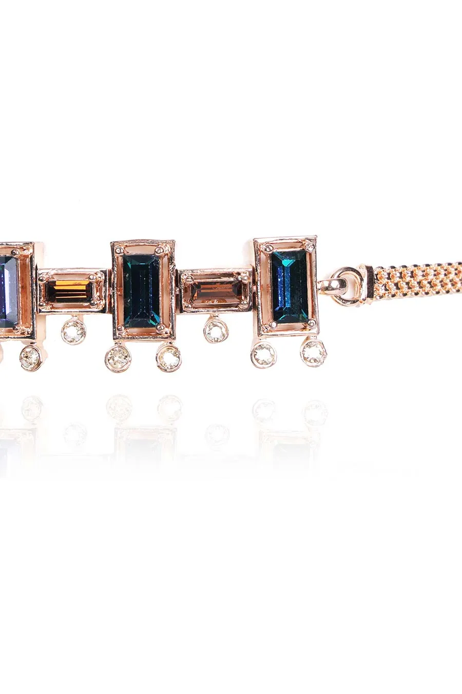 Blue Swarovski in Rose Gold Tap Choker