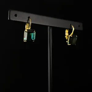 Blue/Green Colored Emerald Cut Crystal Earrings with Gold Finish,Octavia- Sorrelli