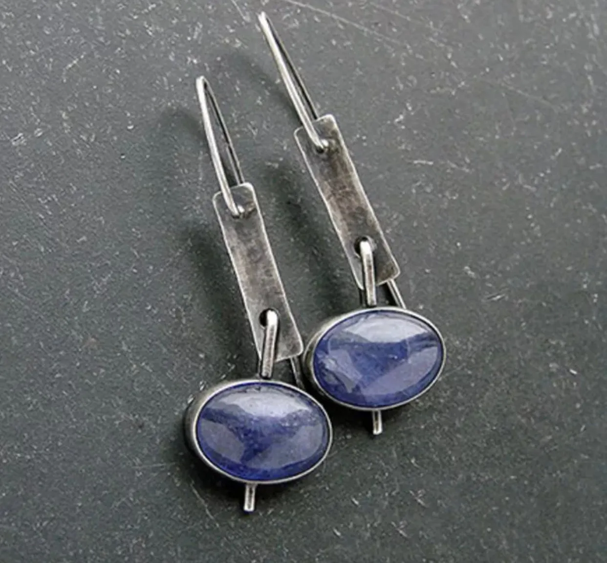 Bohemia retro fashion minimalist silver color oval pendent earrings