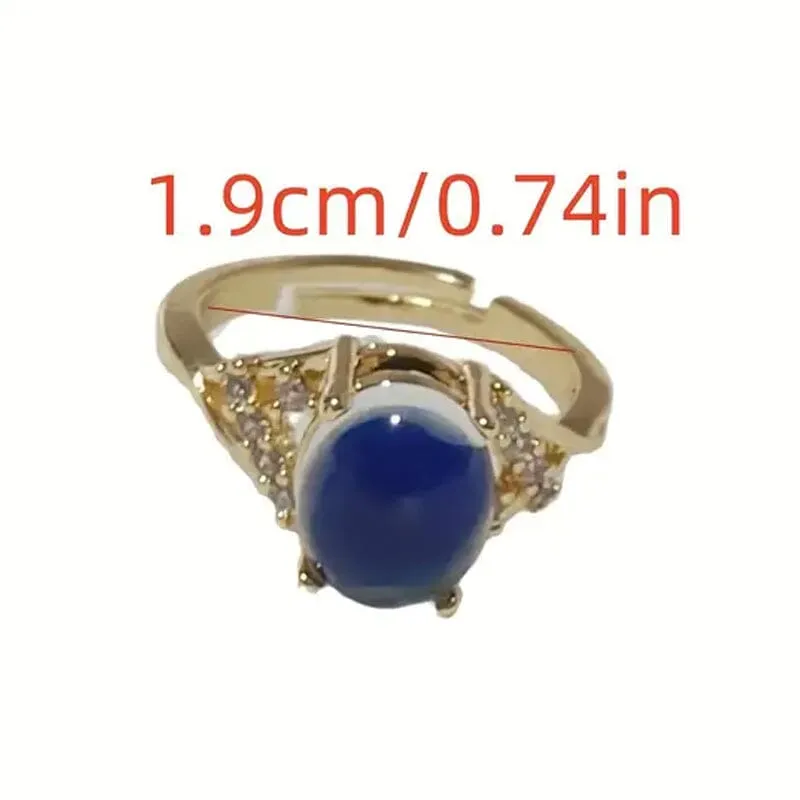 Boho Style Color Changing Mood Stone Cuff Rings